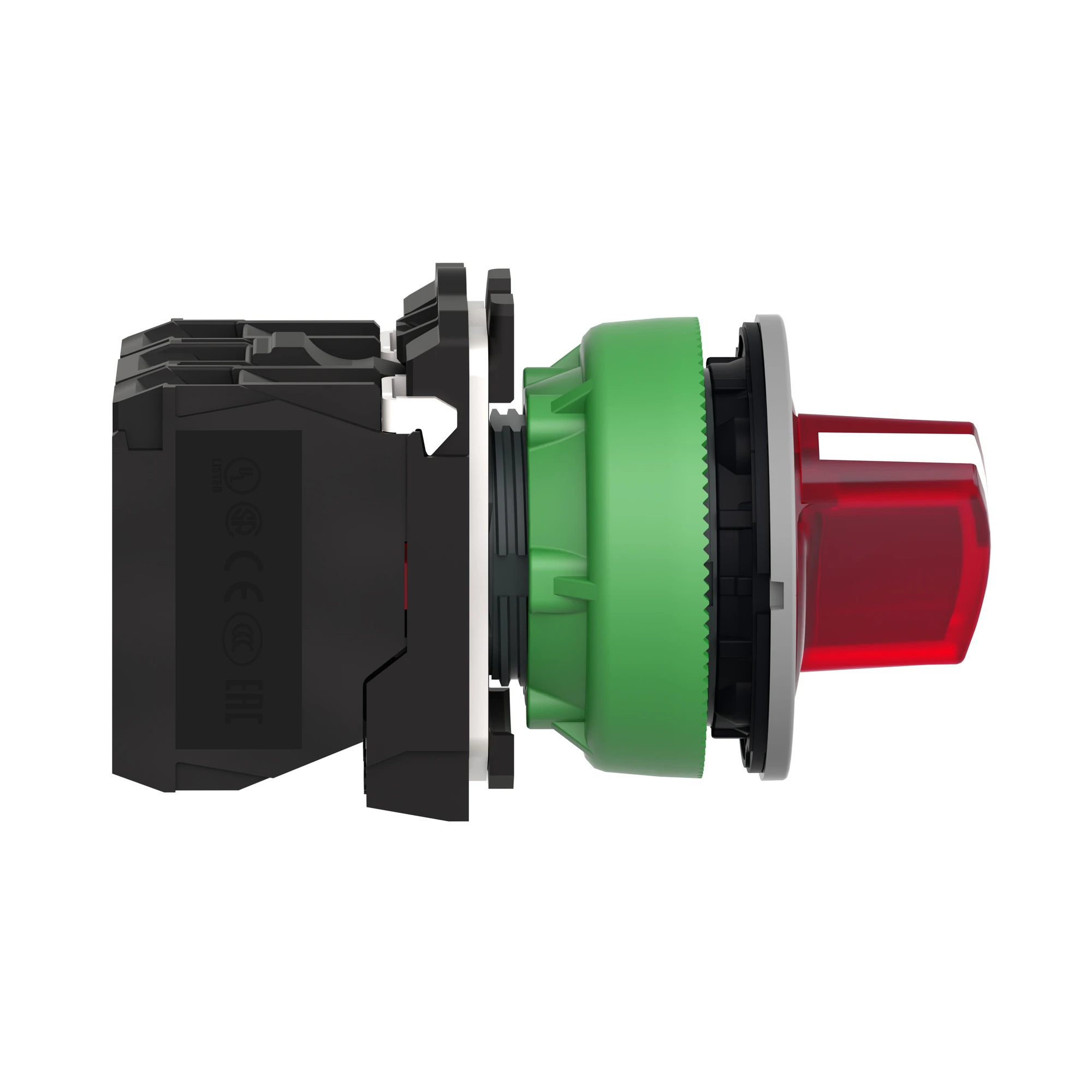 Schneider Electric XB5FK124M5C0 Illuminated Selector Switch, Harmony XB5F, Plastic, Light Gray, Red, 30mm, Universal LED, 2 positions, 1NC + 1NO, 230-240V AC (img_004)