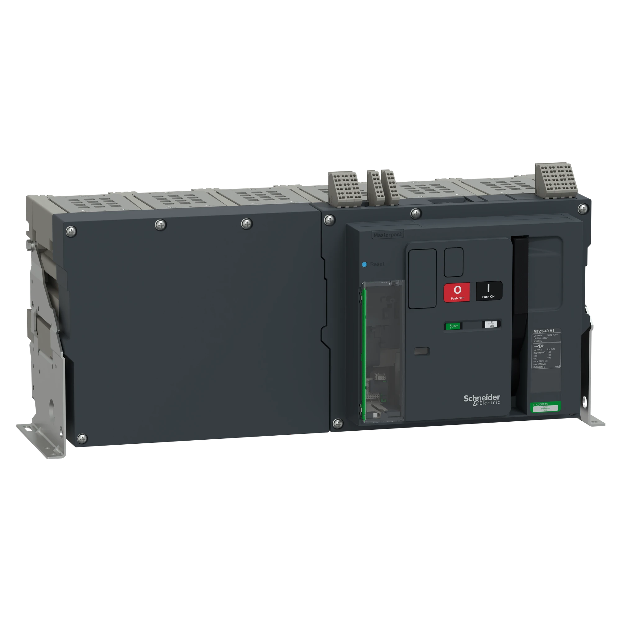 Schneider Electric LV948106 MasterPacT MTZ3 40H1 4000A 100kA/440VAC (Icu) 3P Grundschalter Festeinbau für MicroLogic Active (img_001)