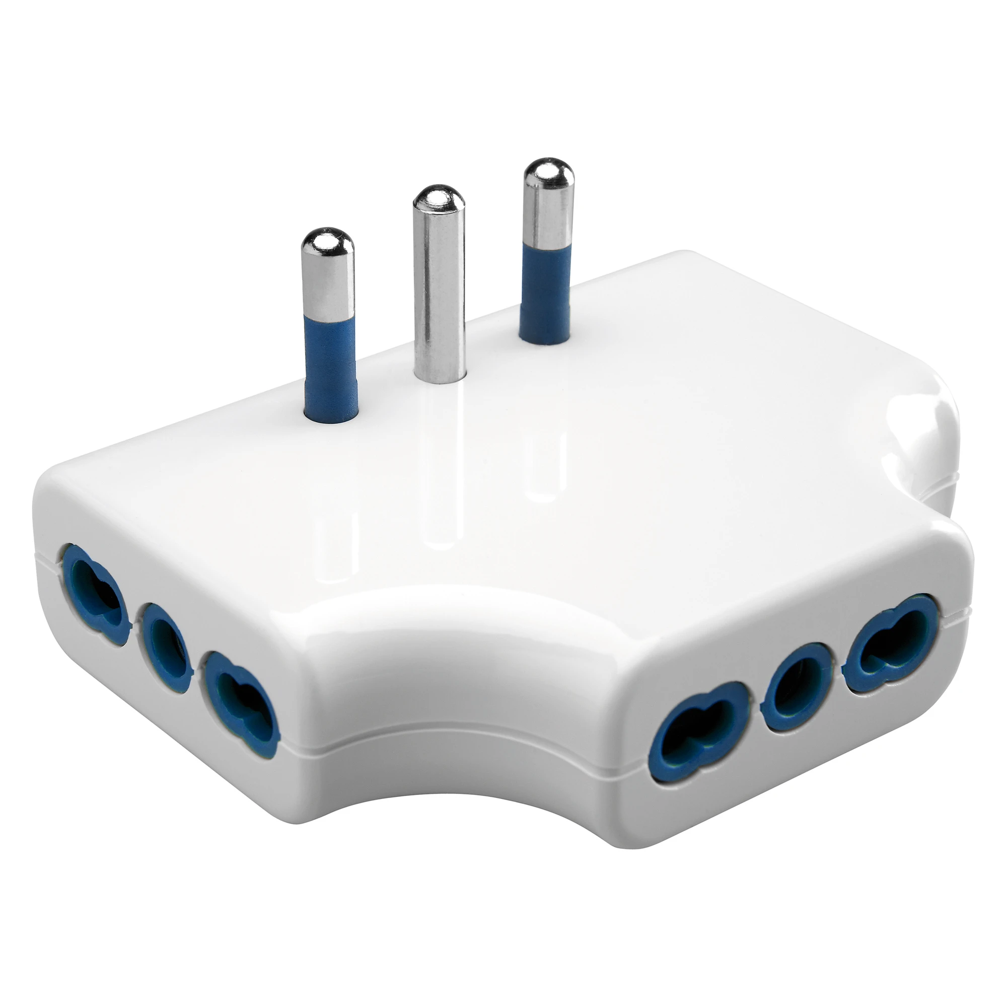 GEWISS GW28419 Adapter italienische Steckdosen 3x 2P+PE 16A P17-11 Stecker 2P+PE 16A S17 flach Weiss (img_001)