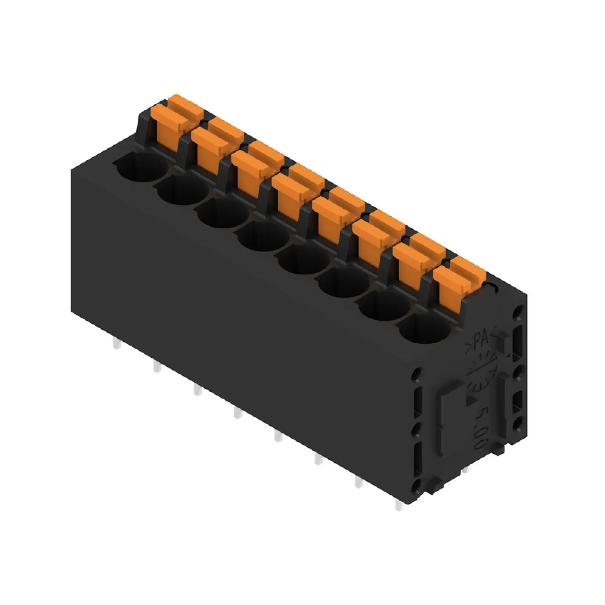 Weidmüller 1427320000 PCB terminal, 320 V, 24 A, Pitch in mm: 5.00, 2.5 mm², Number of poles: 8, PUSH IN with actuator, THT solder connection, 180°, Box (img_001)
