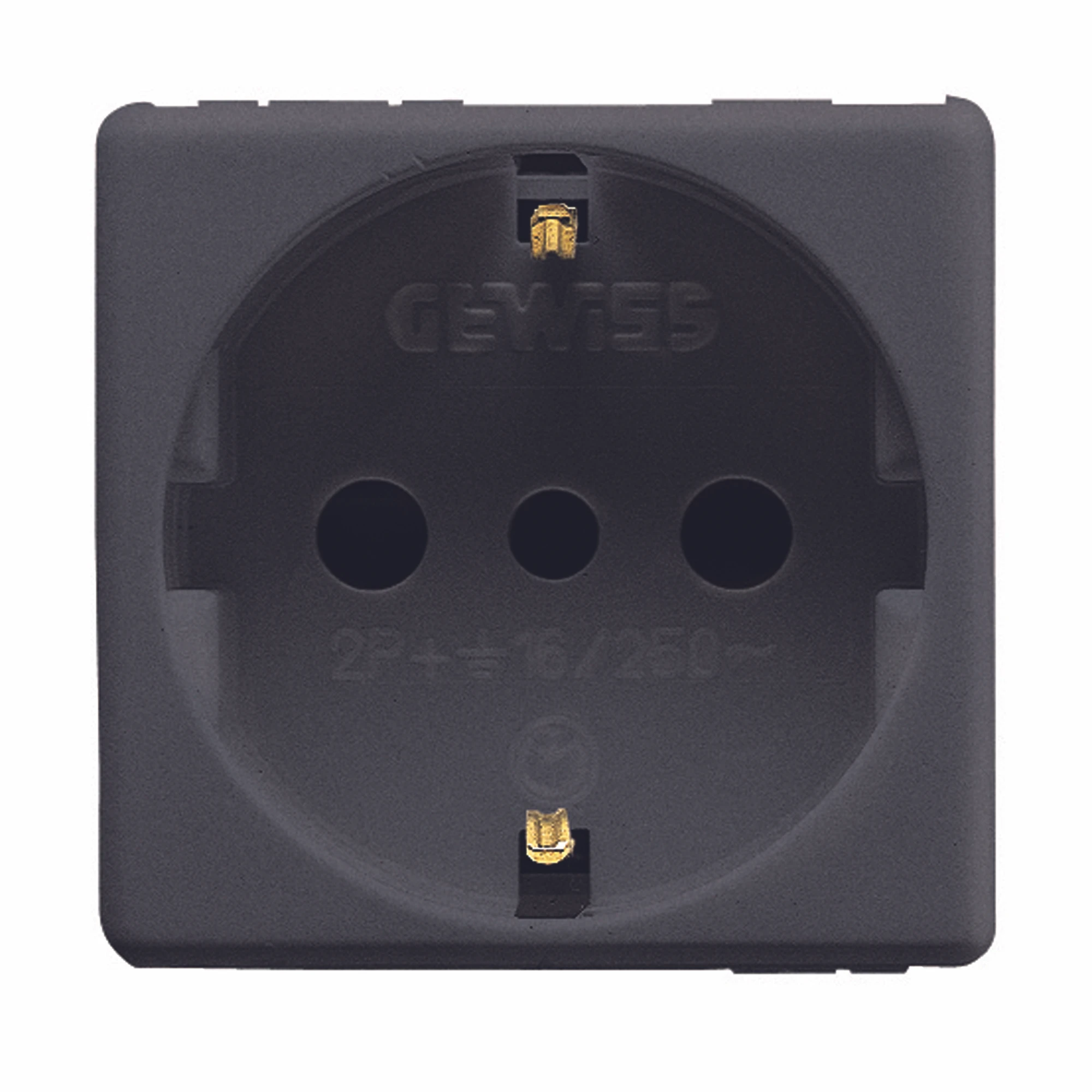 GEWISS GW21205 ITALIAN/GERMAN STANDARD SOCKET-OUTLET 250V ac - 2P+E 16A - P30 - 2 MODULES - SYSTEM BLACK (img_001)