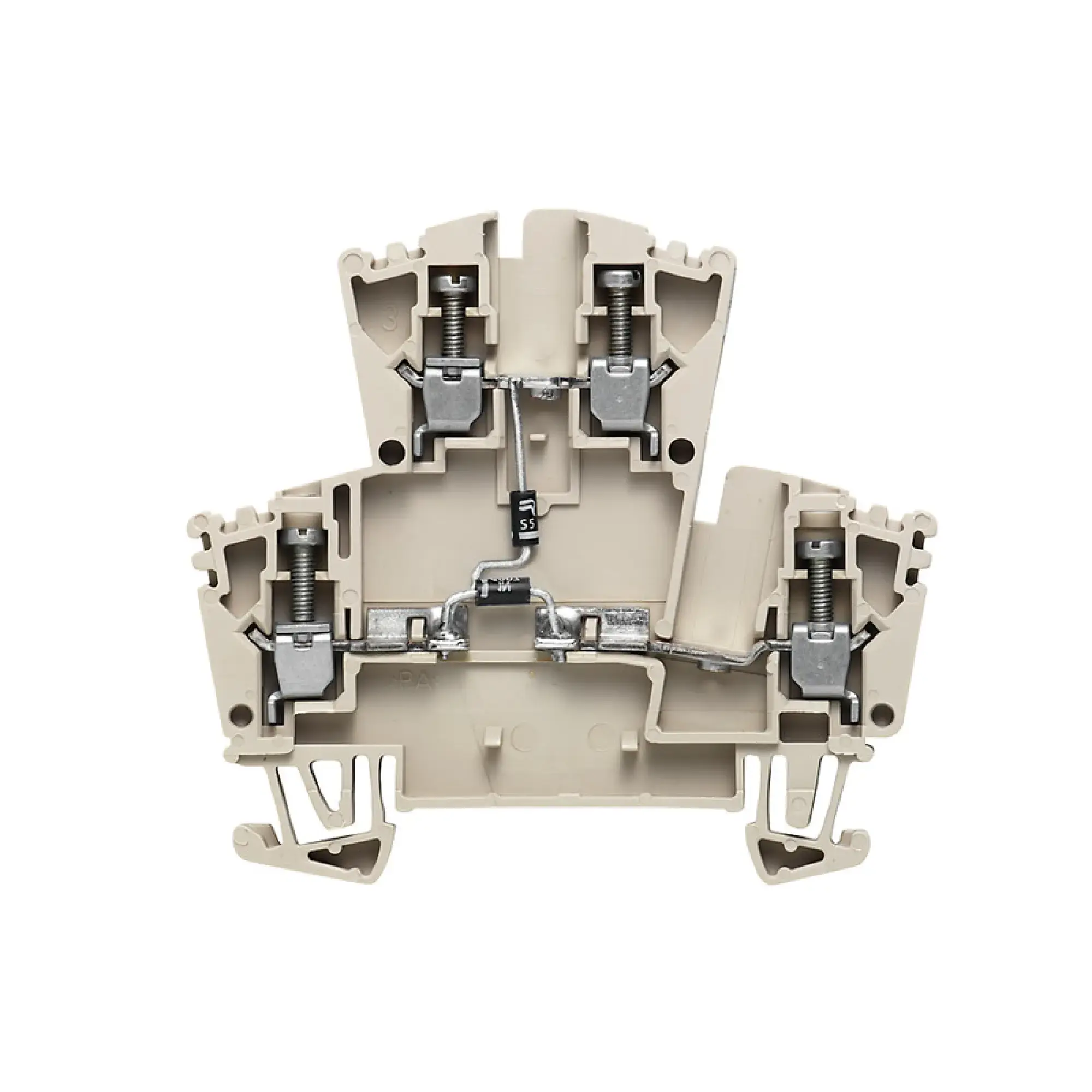 Weidmüller 2555650000 Multi-tier modular terminal, Screw connection, dark beige, 2.5 mm², 400 V, 400 V, Number of connections: 4, Number of levels: 2, TS 35, V-0, Wemid (img_001)