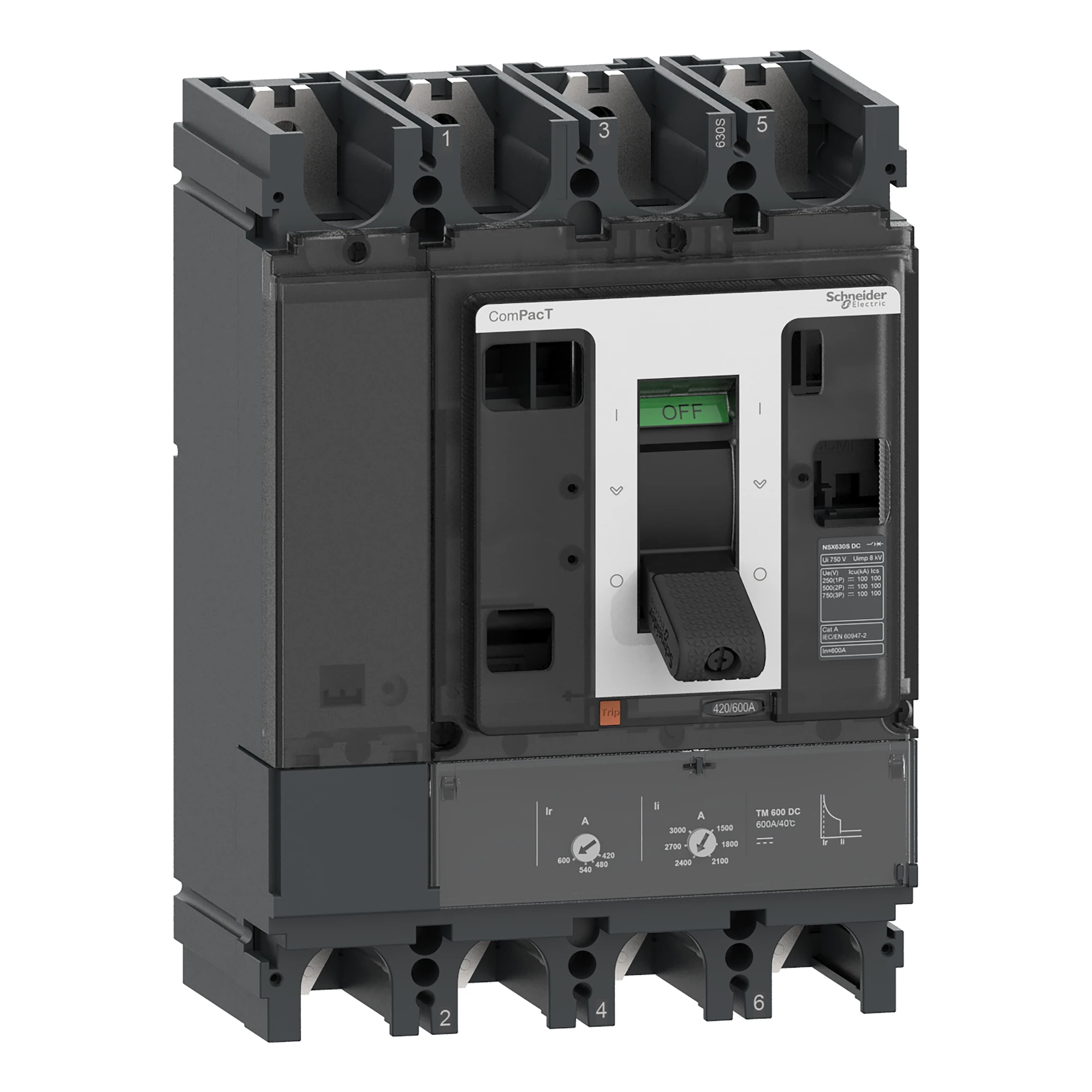 Schneider Electric C63F4TM600D Compact Circuit Breaker ComPacT NSX630F with TM-DC 600A 4P 36kA/750 VDC (img_001) Schneider Electric C63F4TM600D Compact Circuit Breaker ComPacT NSX630F with TM-DC 600A 4P 36kA/750 VDC (img_001)