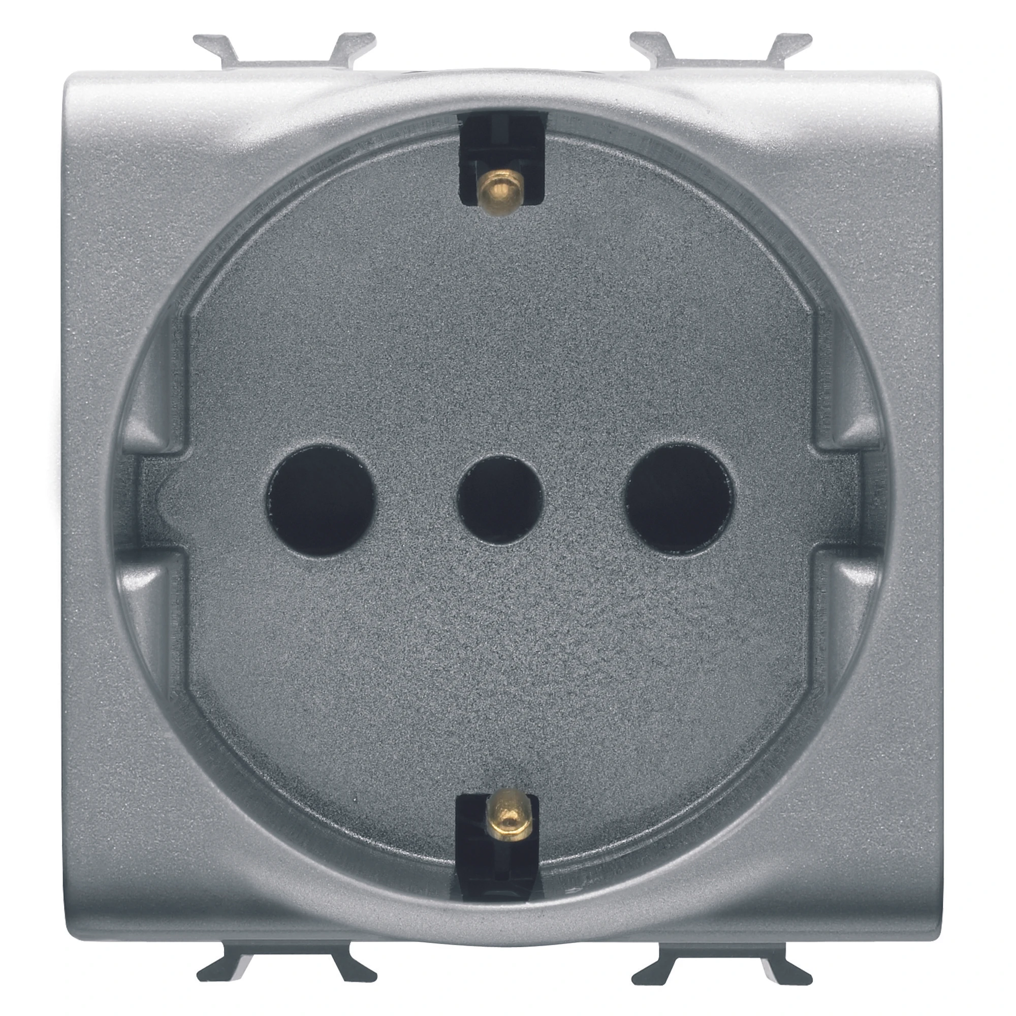 GEWISS GW14205 ITALIAN/GERMAN STANDARD SOCKET-OUTLET 250V ac - 2P+E 16A - P30 - 2 MODULES - TITANIUM - CHORUSMART (img_001)
