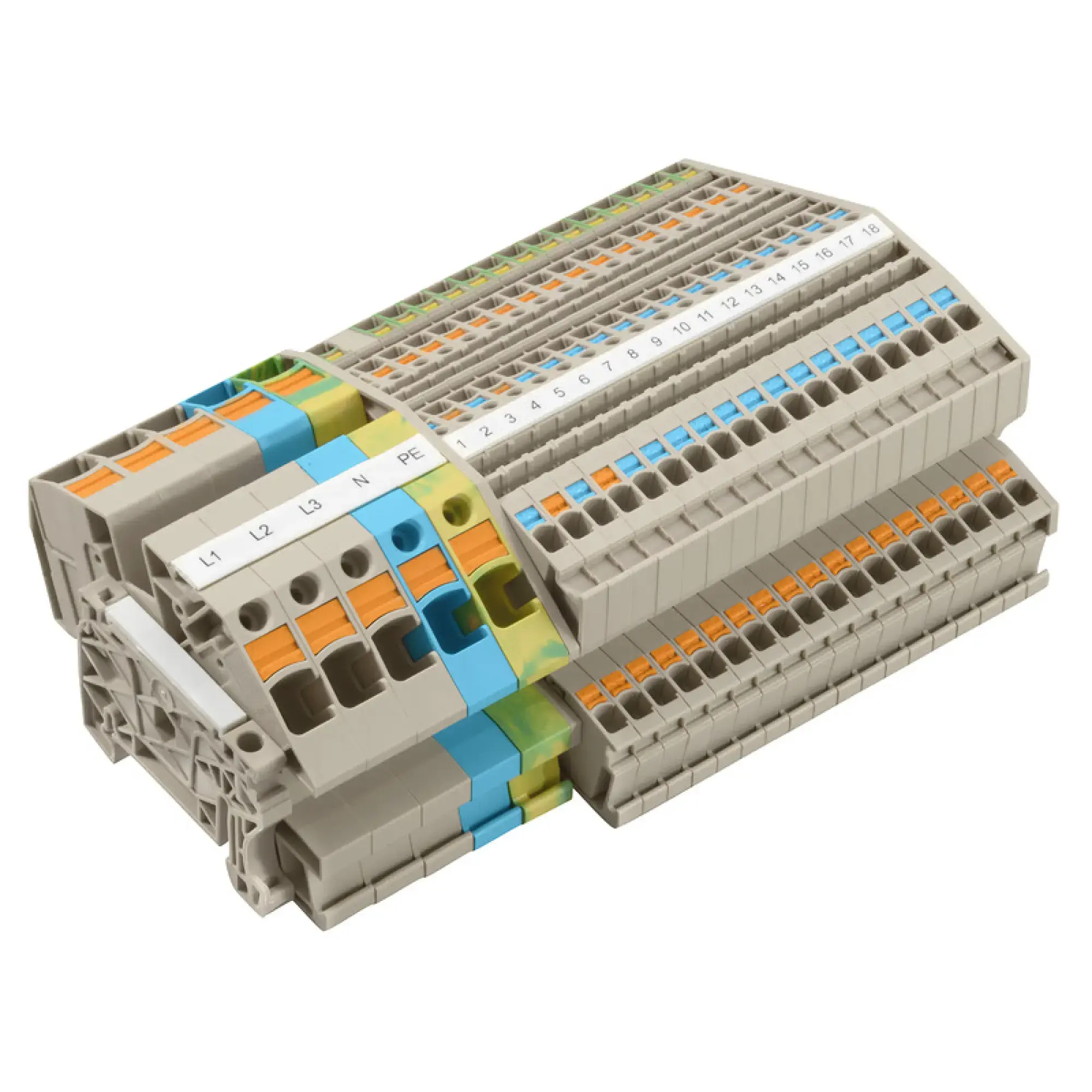 Weidmüller 8000122104 Multi-tier modular terminal, PUSH IN, Miscellaneous, 16 mm², Number of connections: 98, Number of levels: 3, TS 35, V-0, Wemid (img_001)