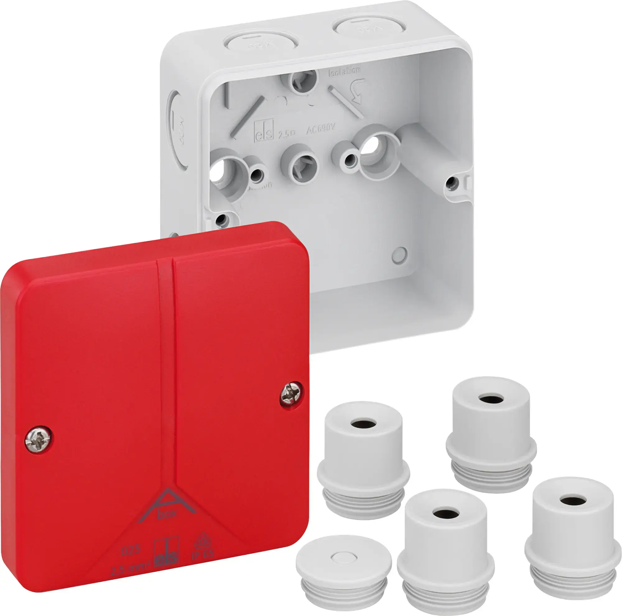 Spelsberg 80770701 Junction box, Type of protection IP54/IP65 , max. 2,5², Impact strength IK07, Protection class II, Ui 690V AC, VDE, Halogen free (img_001)