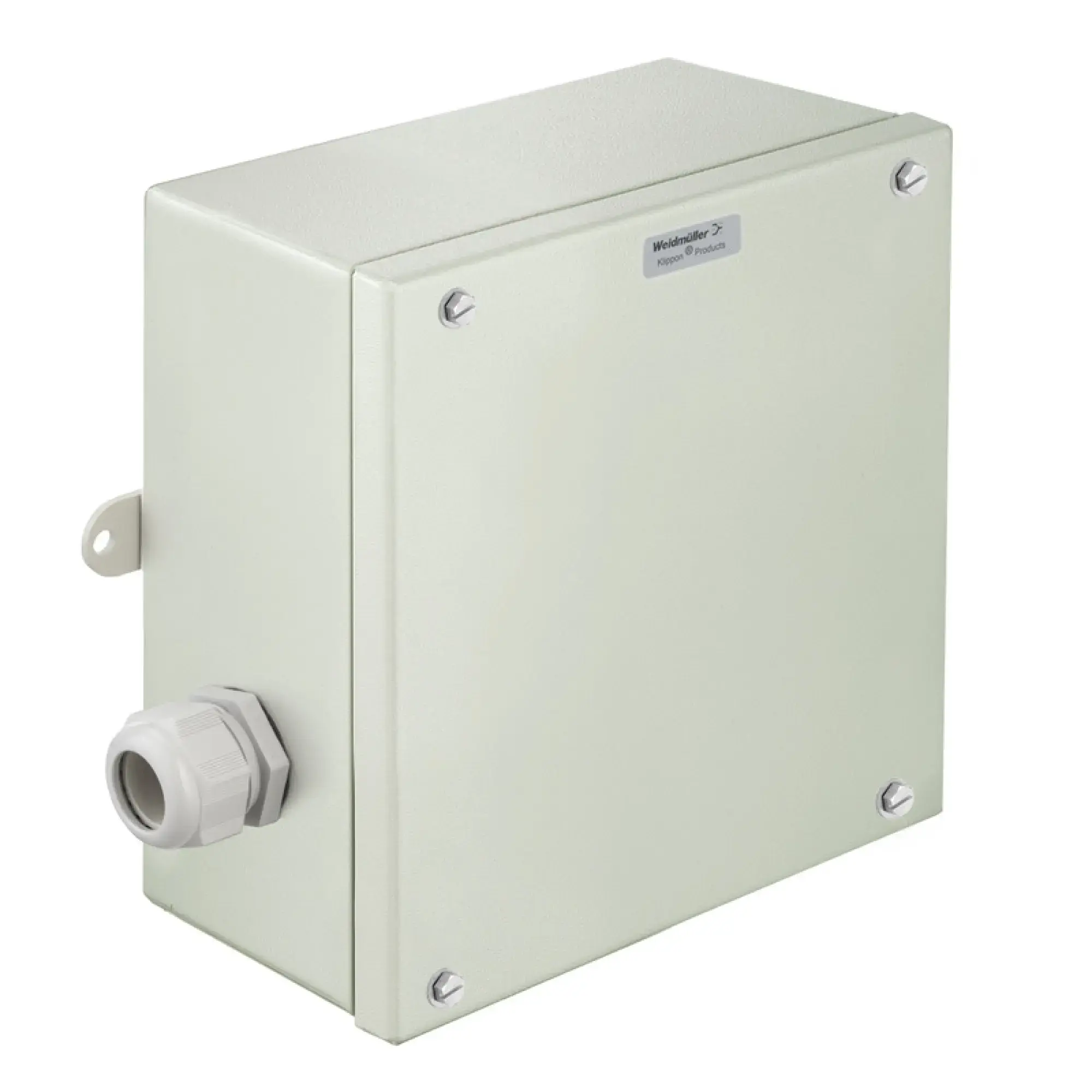 Weidmüller 8000054773 Ex metal housing, 250 x 250 x 120 mm, Powder-coated, Flange plate: No, M5 hexagonal screw with slot and 10mm distance across flats (img_001)