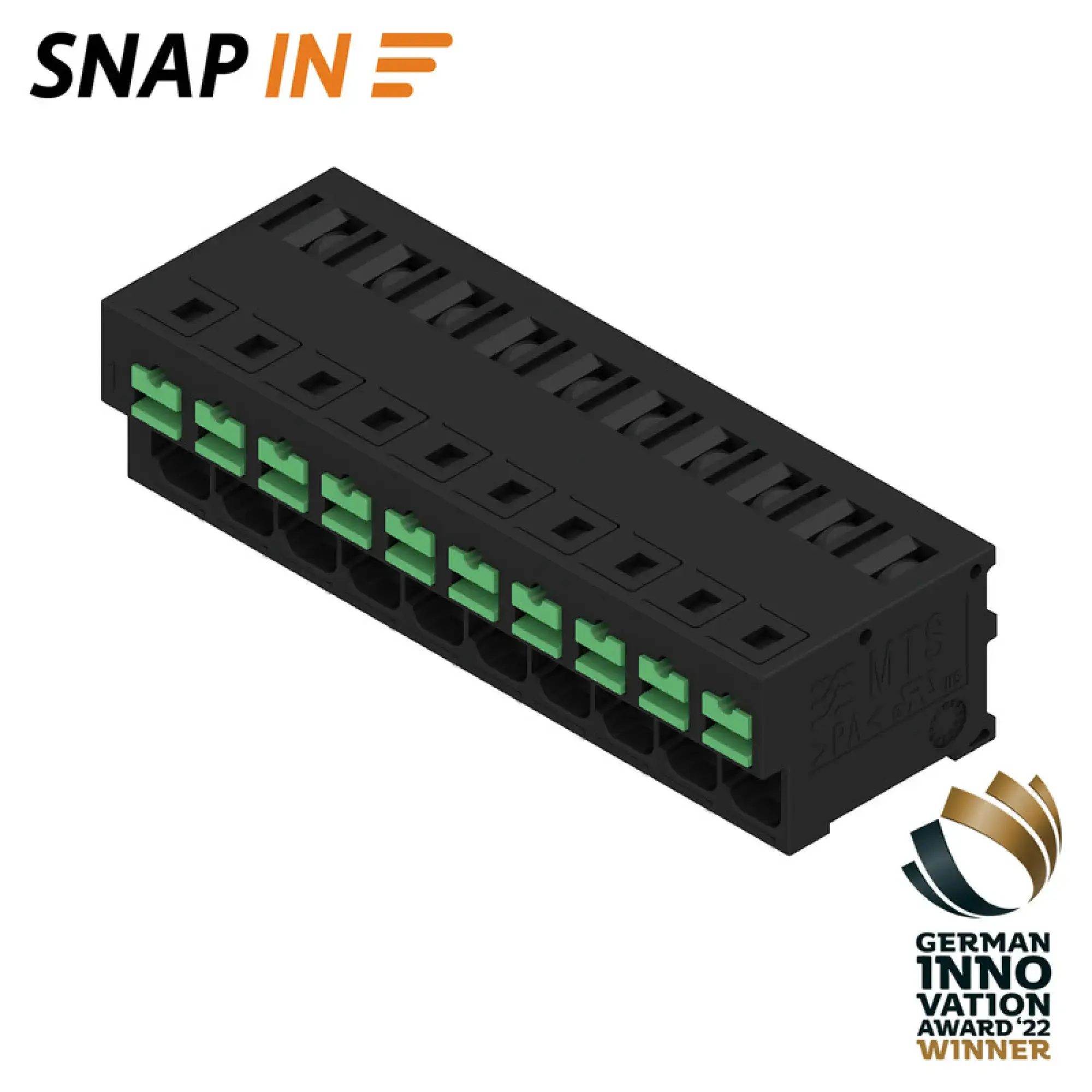 Weidmüller 2913680000 PCB terminal, 320 V, 32 A, Pitch in mm: 5.00, 4 mm², Number of poles: 10, SNAP IN, THT solder connection, 90°, Tube (img_001)