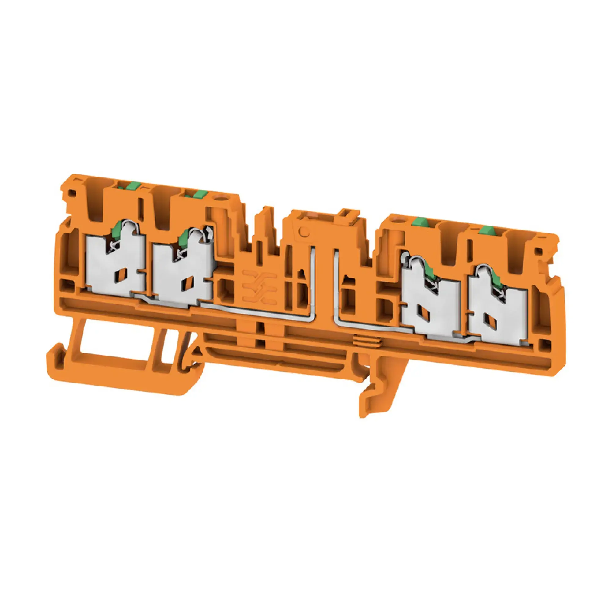 Weidmüller 2974160000 Test-disconnect terminal, SNAP IN, orange, 2.5 mm², 20 A, 500 V, Number of connections: 4, Number of levels: 1 SDT 2.5 4C OR (img_001)