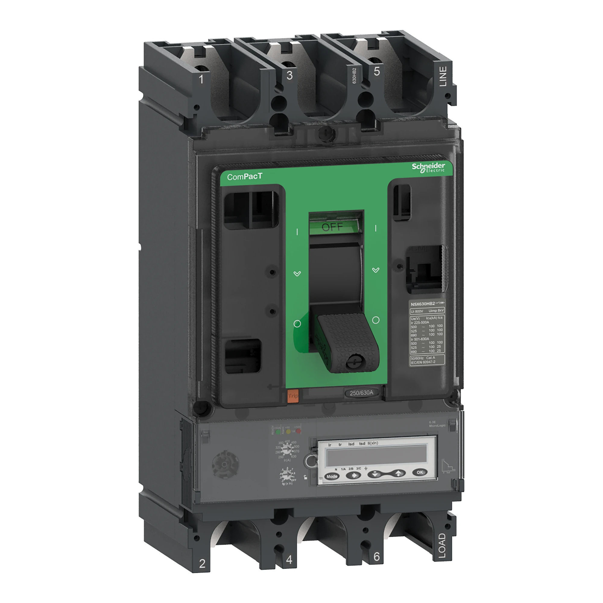 Schneider Electric C63W36E630 Compact circuit breaker ComPacT NSX630HB2 with Micrologic 6.3 E 3P3D 630 A, 100kA/690V AC (img_001) Schneider Electric C63W36E630 Compact circuit breaker ComPacT NSX630HB2 with Micrologic 6.3 E 3P3D 630 A, 100kA/690V AC (img_001)