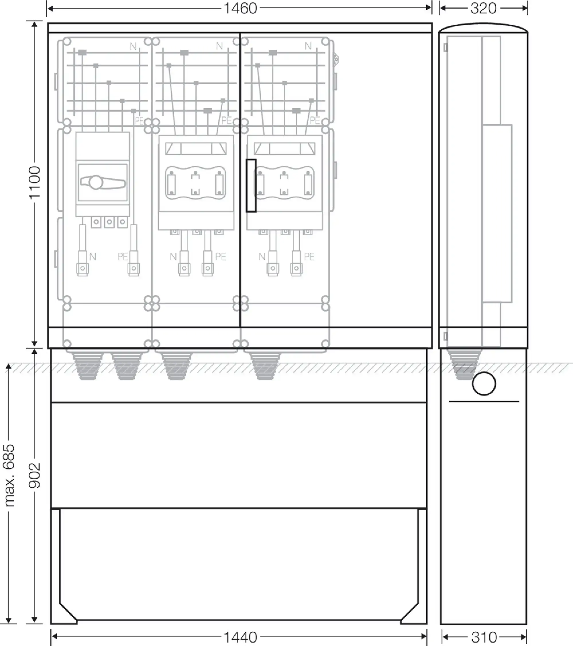 Hensel 65000246 Ladeverteiler für bis zu 2 Ladepunkte à 200 kW Mi EV 200kW 2010 (img_003)