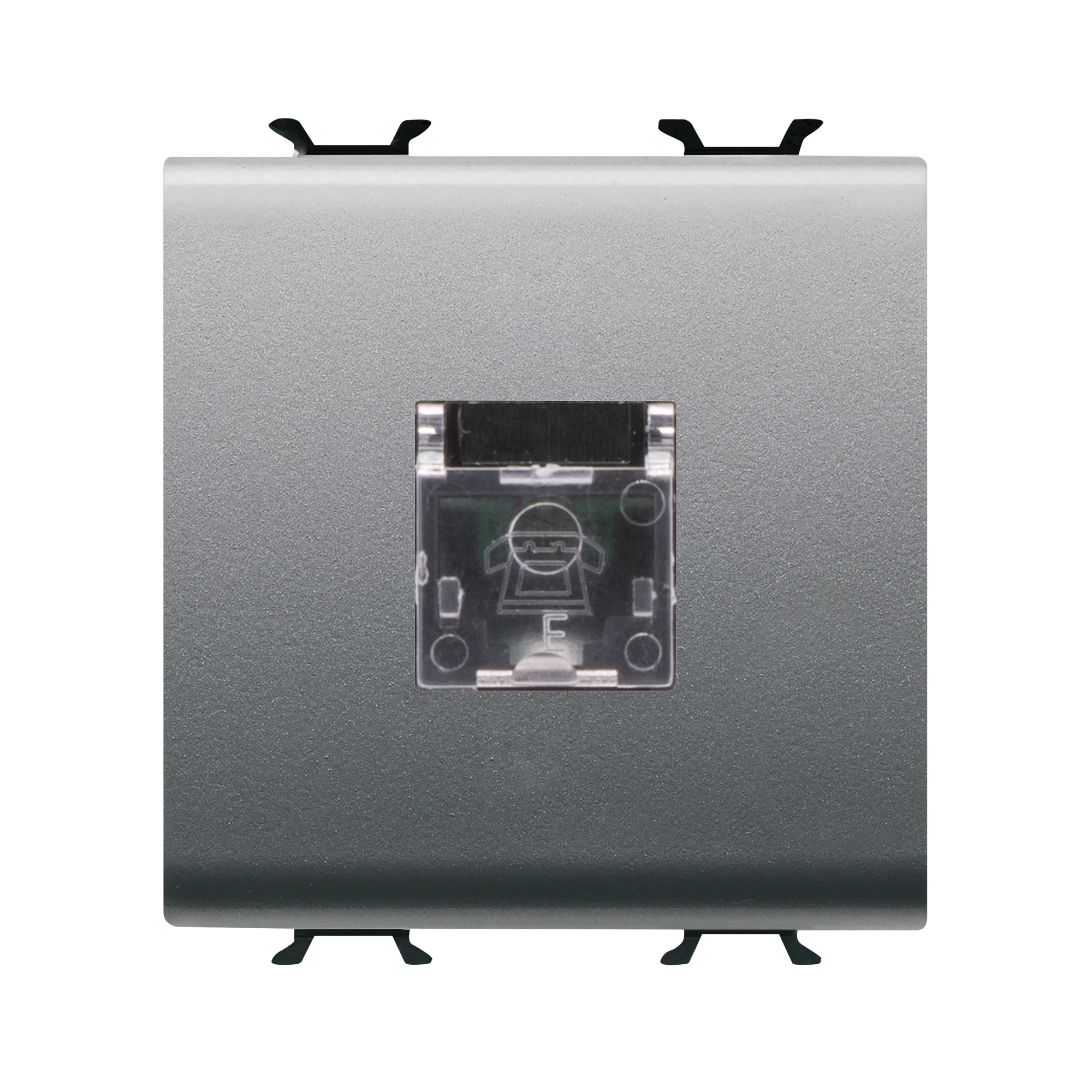 GEWISS GW14409 INTERNATIONAL STANDARD TELEPHONE SOCKET - RJ11 - SCREW-ON TERMINALS - 2 MODULES - TITANIUM - CHORUSMART (img_001)