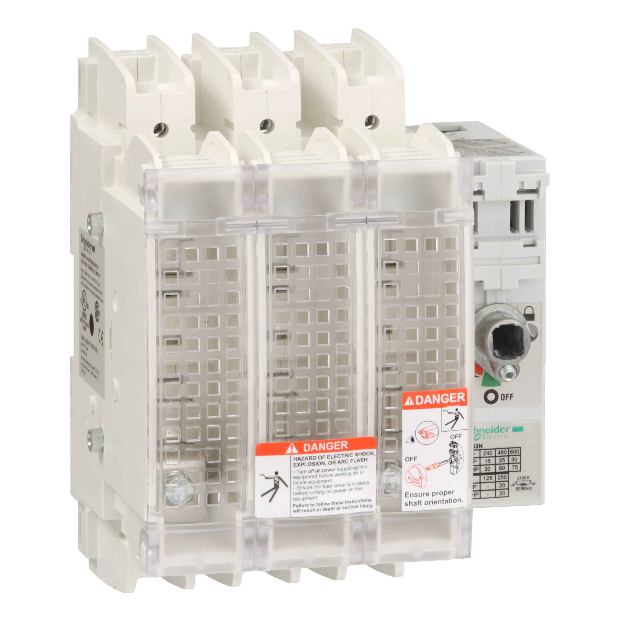 Schneider Electric GS2JU3N TeSys GS, fuse for load disconnect switch, 3-pole, UL, 100A, fuse size J (img_001)