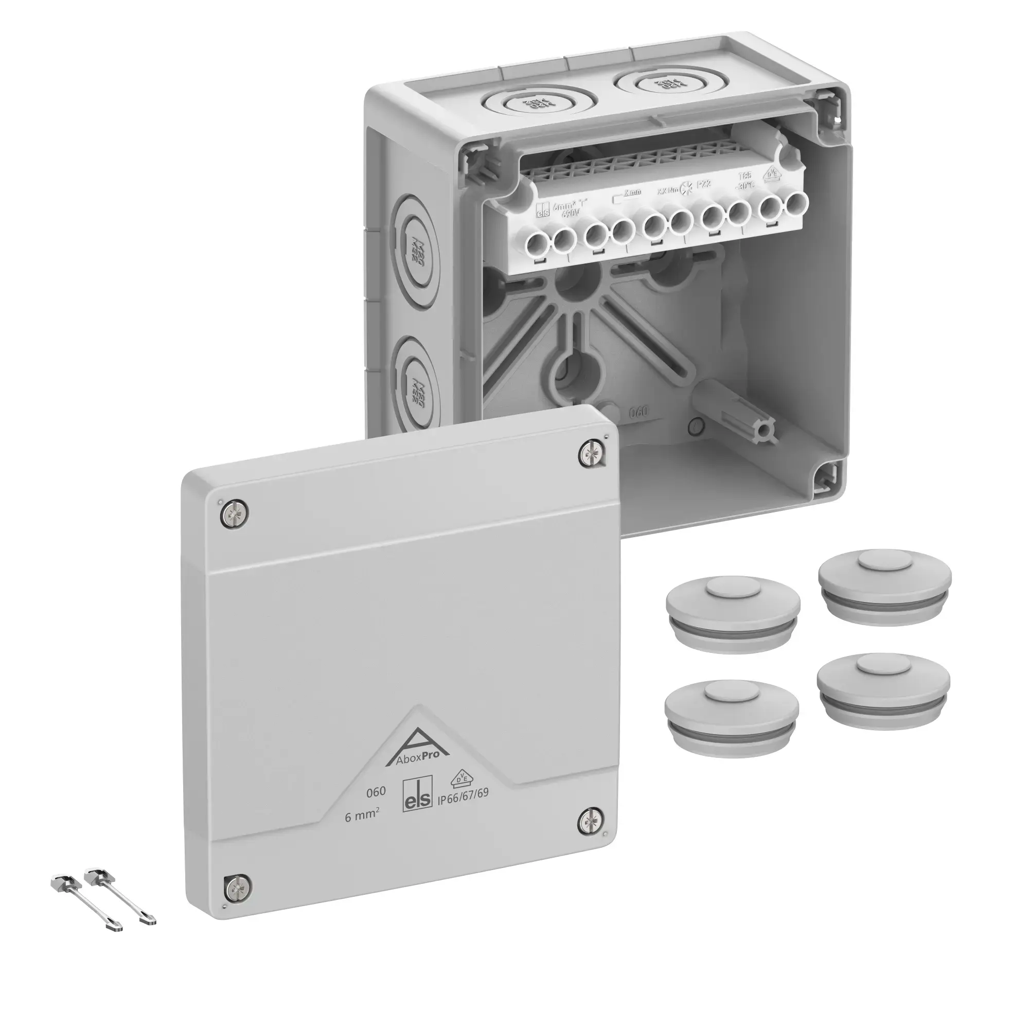 Spelsberg 40642001 Junction box, Type of protection IP66/IP67/IP69, max. 6², IK09, Protection class II, Ui 690V AC, Ui 690V DC, DLG, DNV, VDE, Halogen free (img_001)