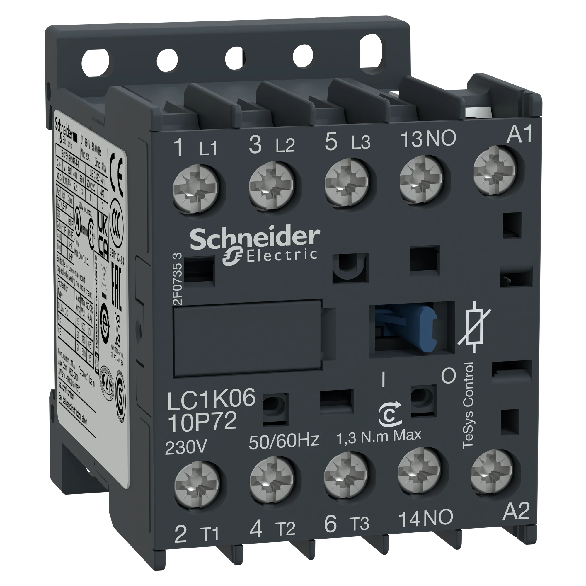 Schneider Electric LC1K0910P72 Power Contactor 3p, +1NO, 4 kW, 9 A, 400 V AC3, Coil 230 V AC (img_002)