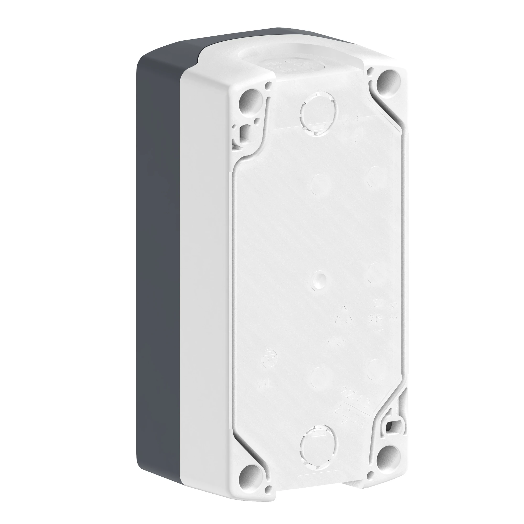 Schneider Electric XALD363B Surface-mounted enclosure, Harmony XALD, plastic, dark grey, 2 push-buttons, I-O, 1 pilot light, 24V ACDC, 22mm, 1NC+1NO (img_003)