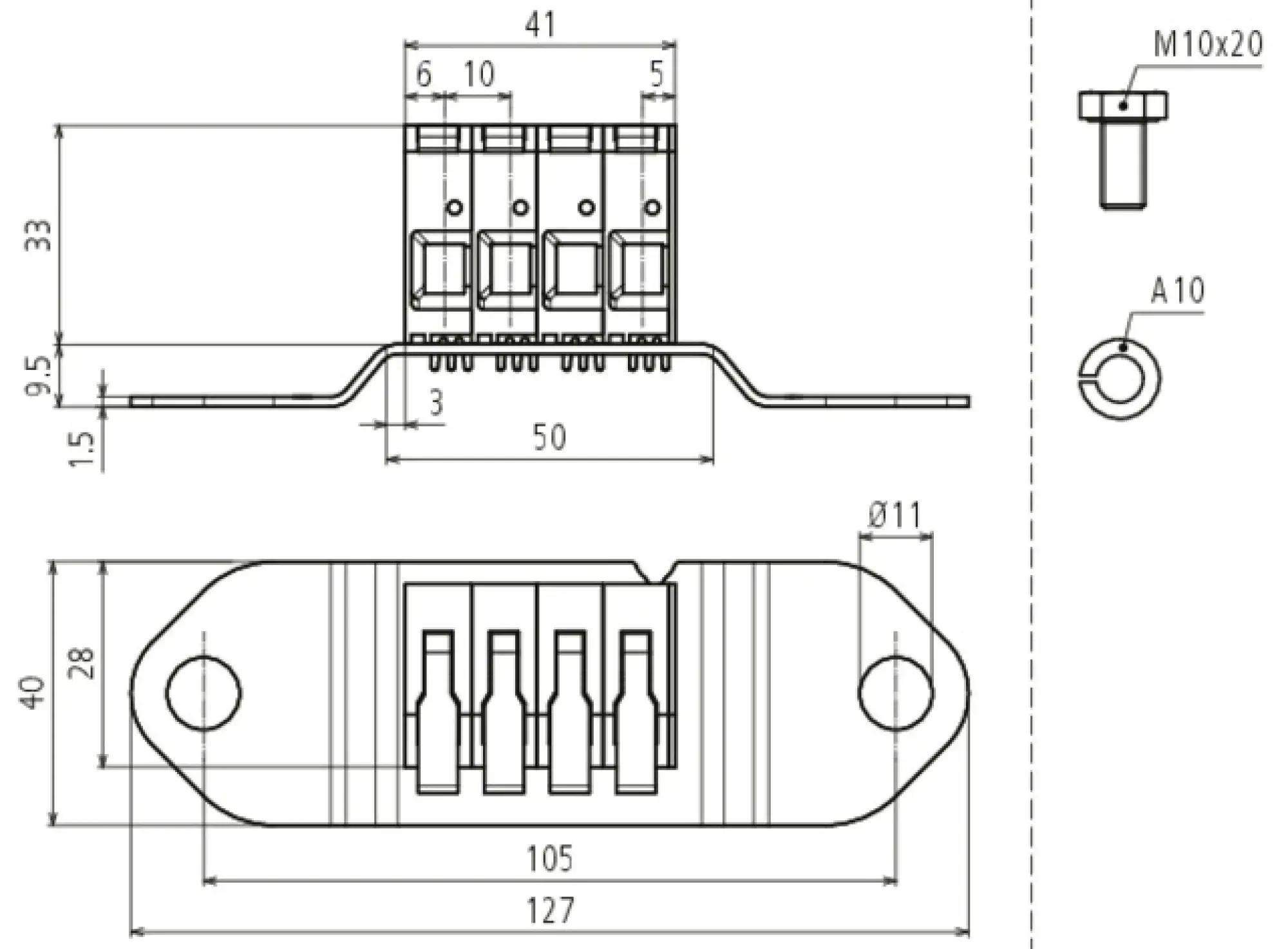 Dehn 472497 Push-in adapter 4x 4-16 mm² for EB-bar for Ex areas of zone 1/21, 2/22 (img_002)