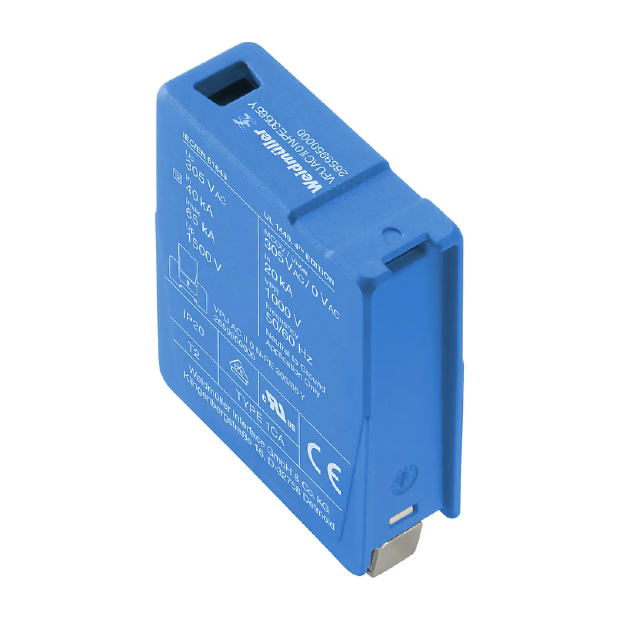 Weidmüller 2659950000 Surge voltage arrester (power supply systems), Surge protection, Type II, Low voltage network: TT only for N-PE, AC, 230 V (img_001) Weidmüller 2659950000 Surge voltage arrester (power supply systems), Surge protection, Type II, Low voltage network: TT only for N-PE, AC, 230 V (img_001)