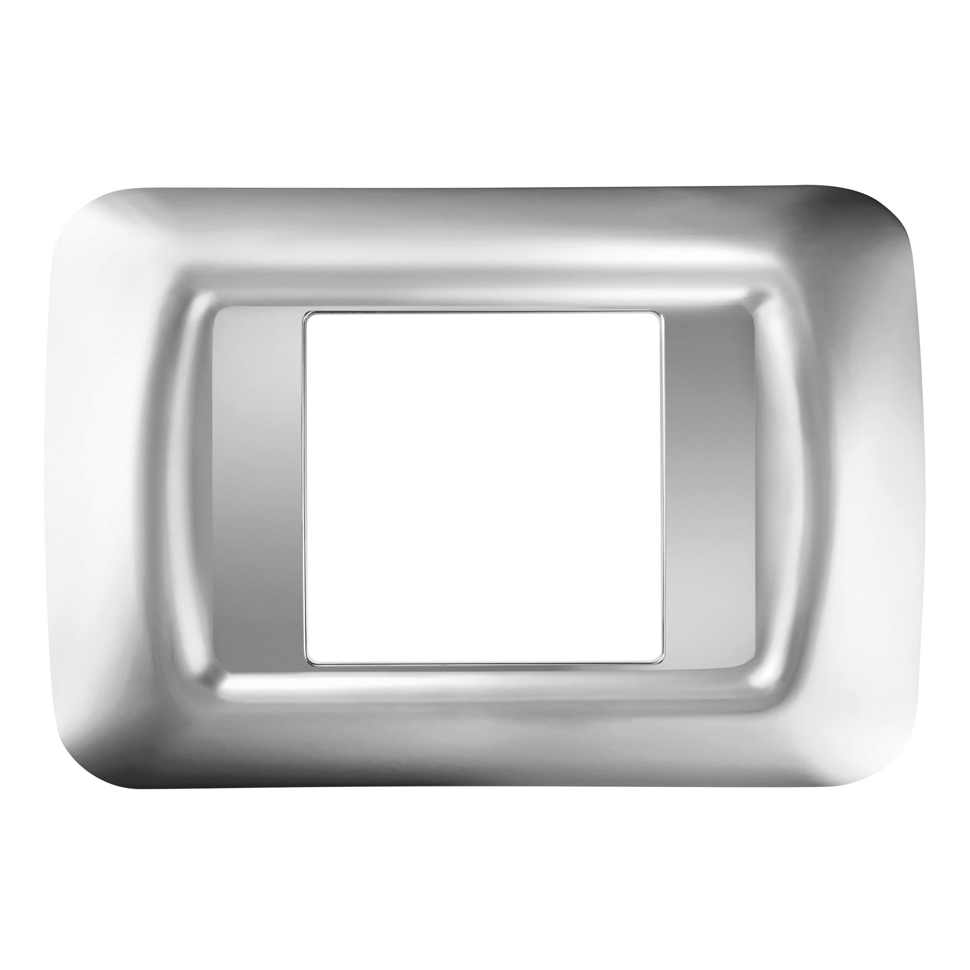 GEWISS GW22652 TOP SYSTEM PLATE - IN TECHNOPOLYMER GLOSS FINISH - 2 GANG - SOFT CHROME - SYSTEM (img_001)
