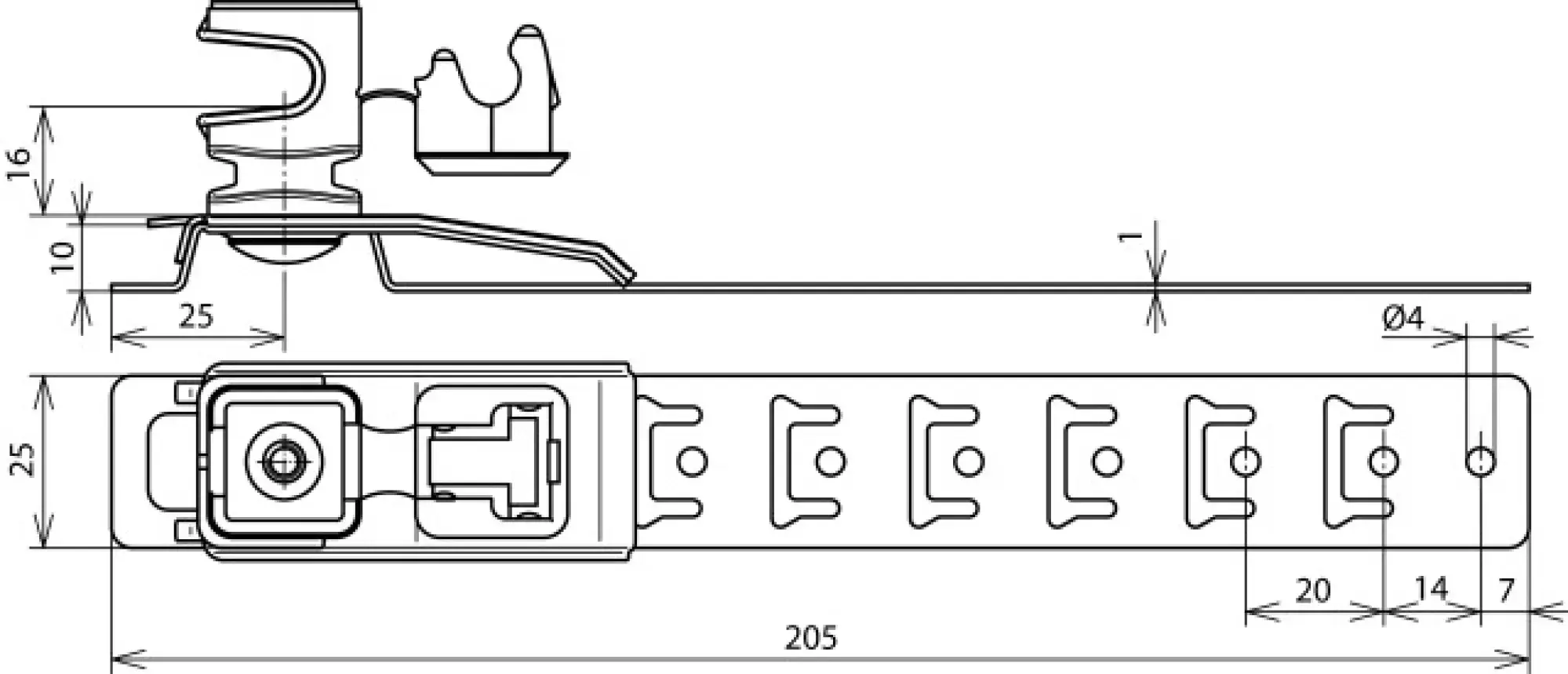 Dehn 204089 Roof cond. holder UNIsnap StSt/plastic H 16mm f. Rd 8mm w. brace L 205mm (img_002) Dehn 204089 Roof cond. holder UNIsnap StSt/plastic H 16mm f. Rd 8mm w. brace L 205mm (img_002)