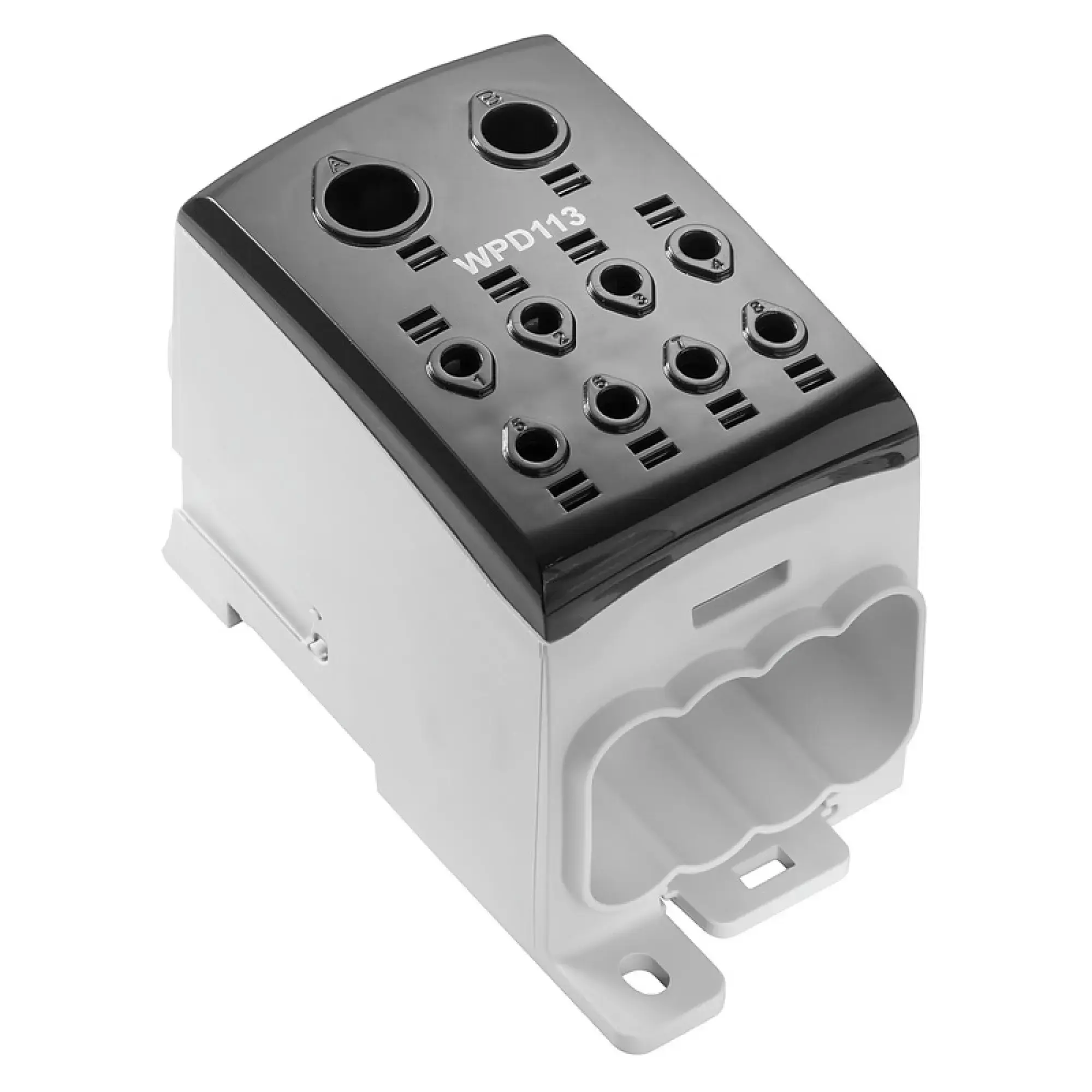 Weidmüller 2730360000 Potential distributor terminal, Screw connection, black, 185 mm², 353 A, 1000 V, Number of connections: 10, Number of levels: 1, TS 35, Mounting plate (img_001)