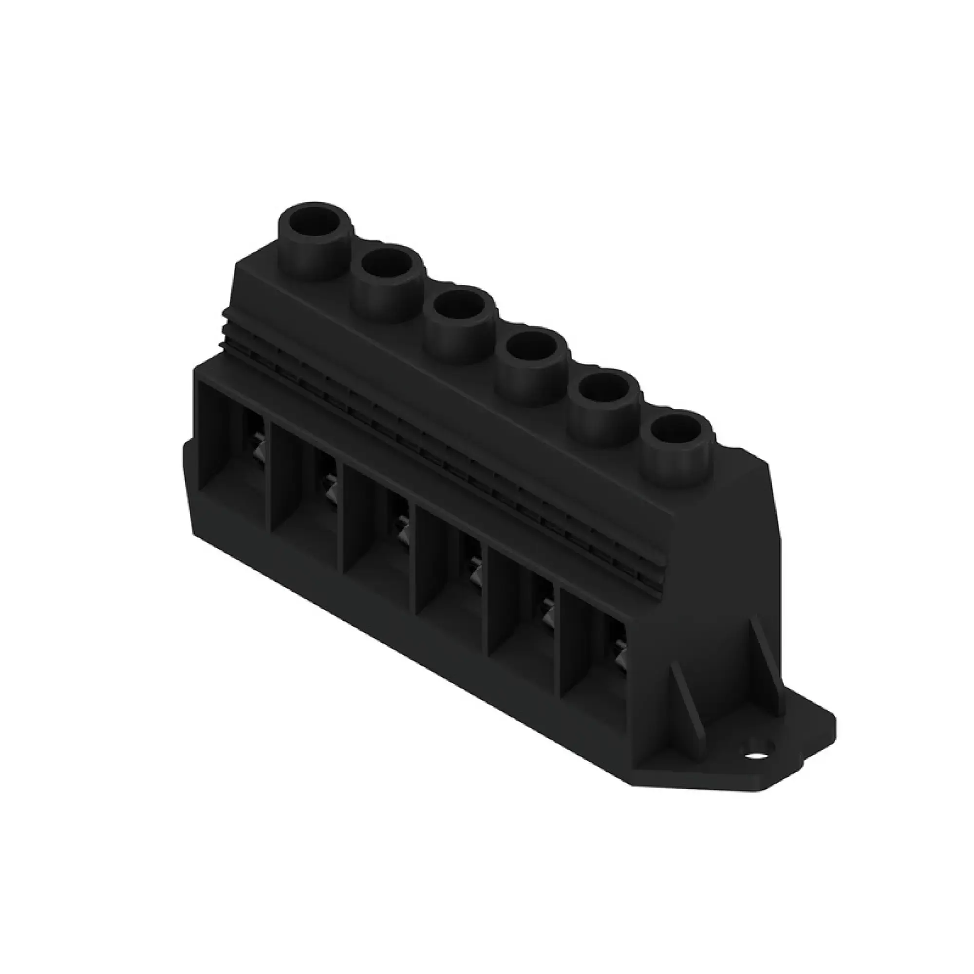 Weidmüller 1386440000 PCB terminal, 1000 V, 150 A, Pitch in mm: 15.00, 50 mm², Number of poles: 6, Clamping yoke connection, THT solder connection, 90°, Box (img_001)