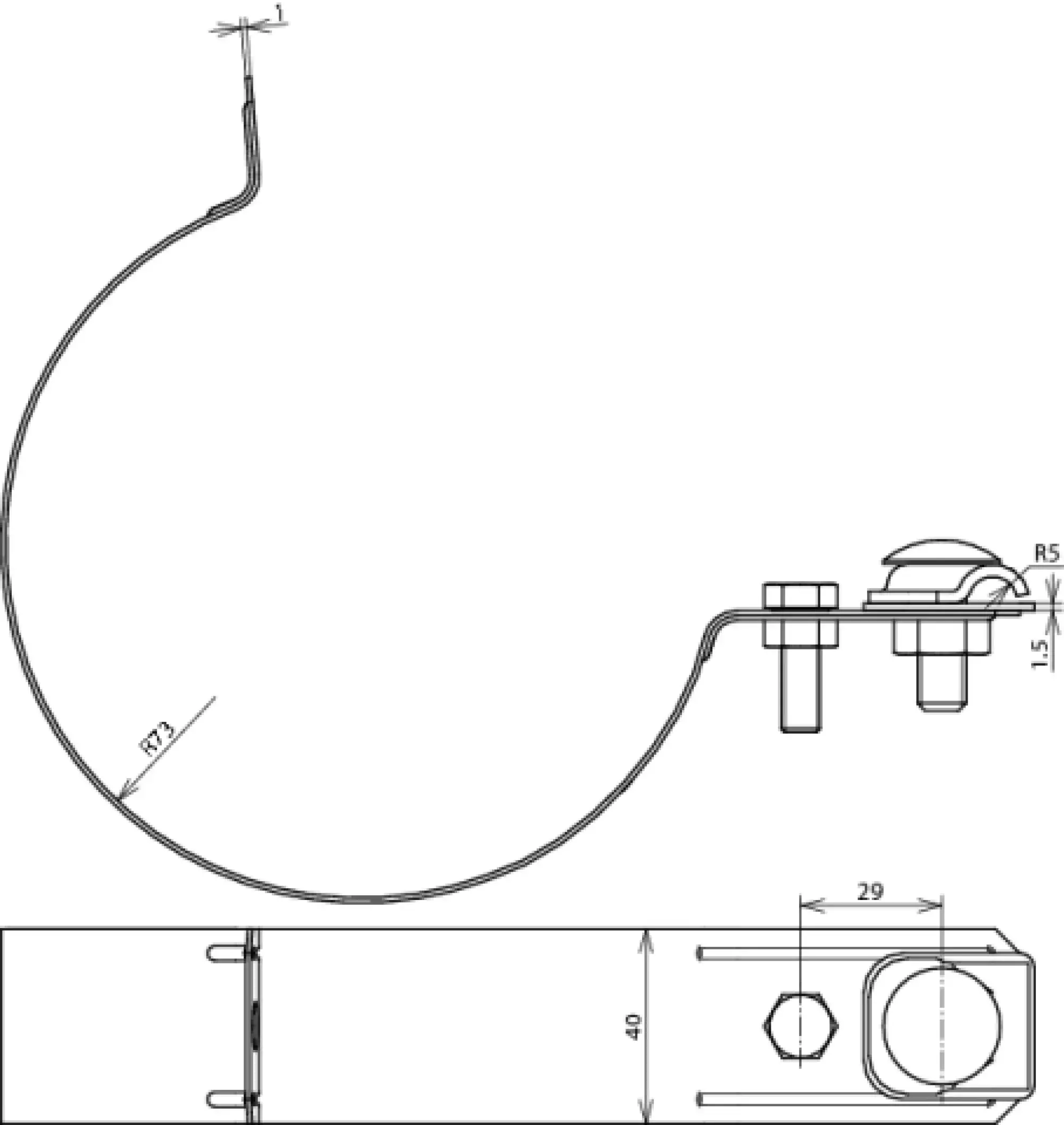 Dehn 420207 Downpipe clamp D 100mm Cu-St/tZn bimetallic with clamping frame 6-10mm (img_002)