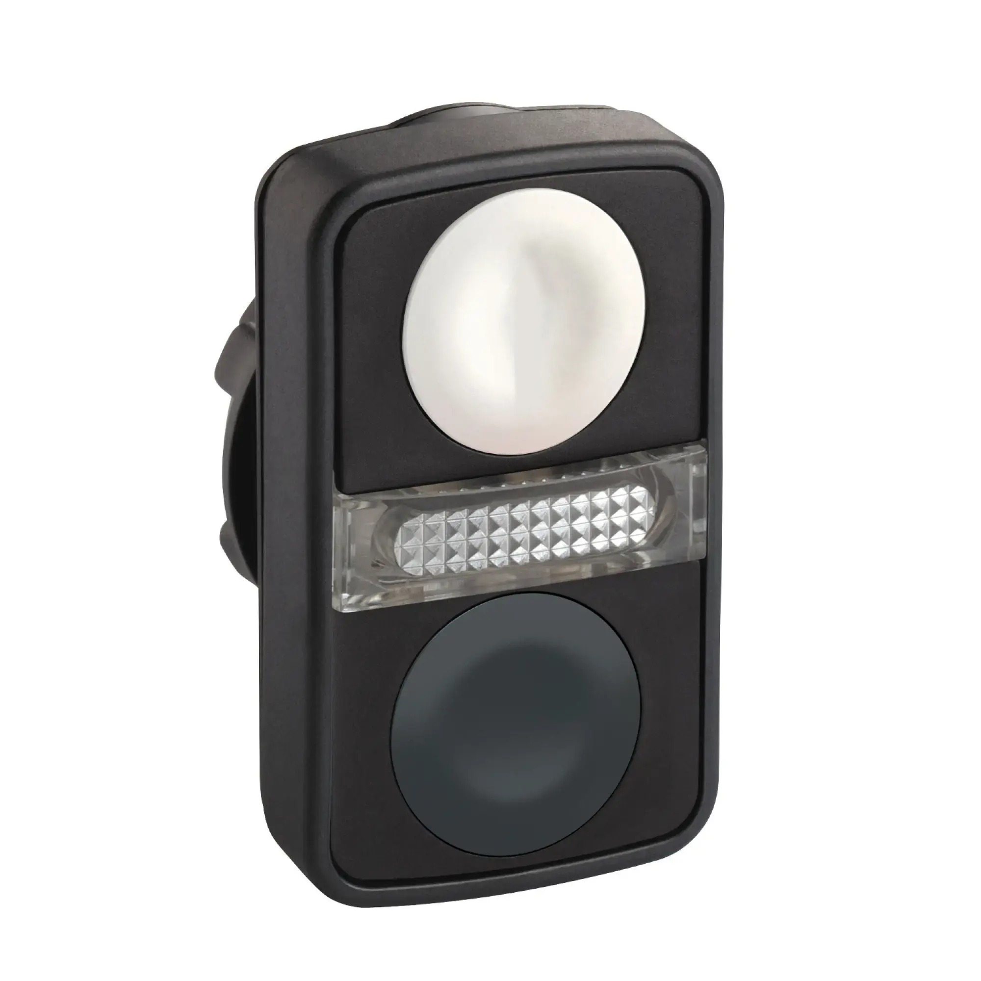 Schneider Electric ZB5AW7A1720 Double Push Button, Front Element, Harmony XB5, Plastic, 22mm, White, Black, Unlabeled, Illuminated (img_002)