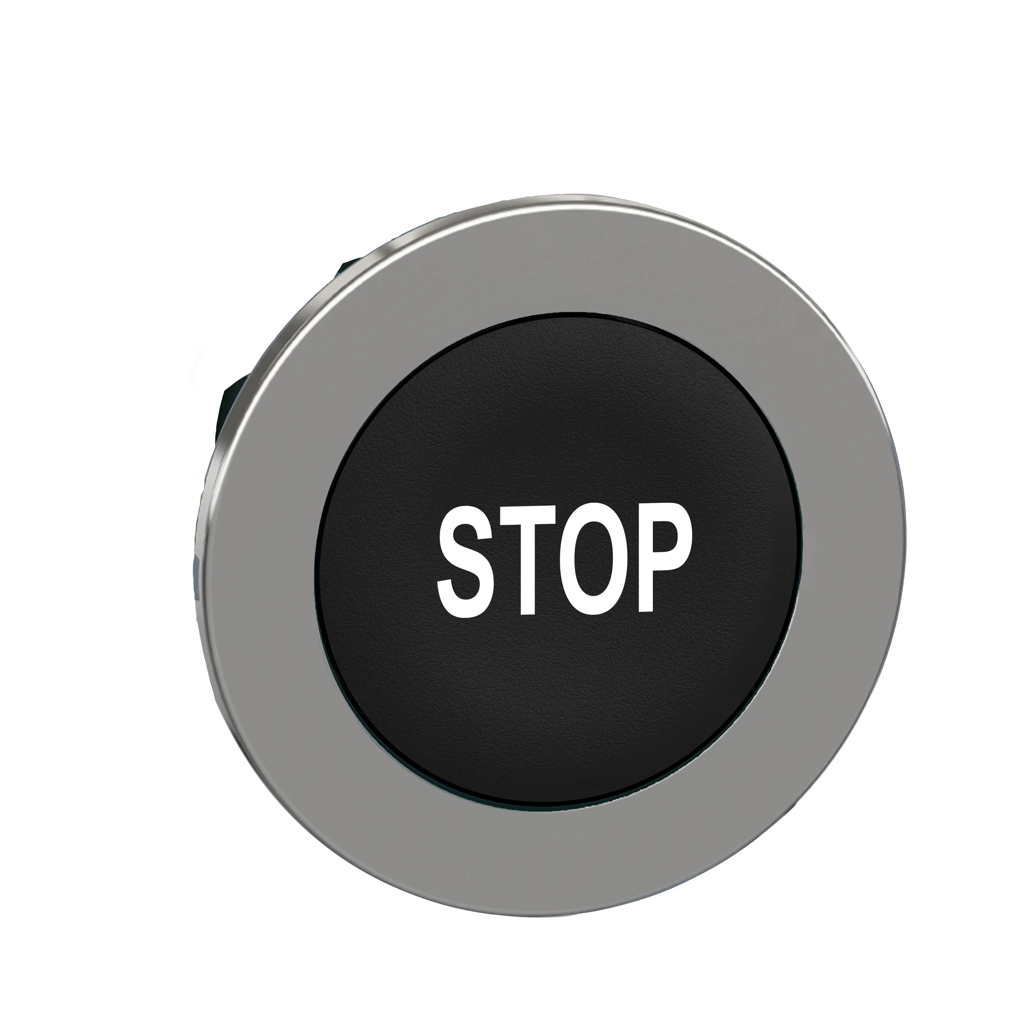 Schneider Electric ZB4FA234 Push Button, Front Element, Harmony XB4F, Metal, 30mm, Black, Labelled STOP, Momentary (img_001)