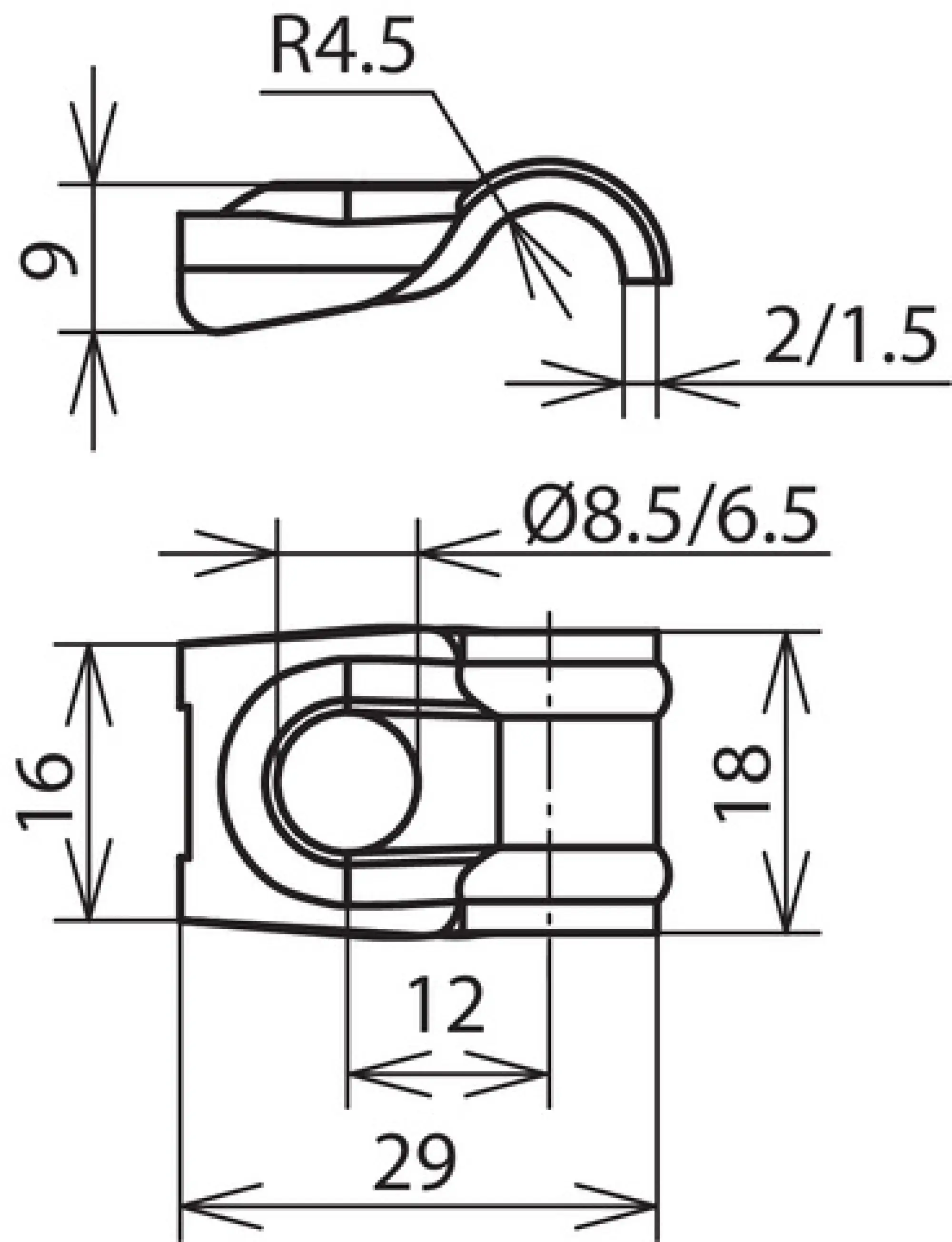 Dehn 202001 One-screw cleat DEHNQUICK StSt f. Rd 6-10mm bore 8.5mm (img_002)