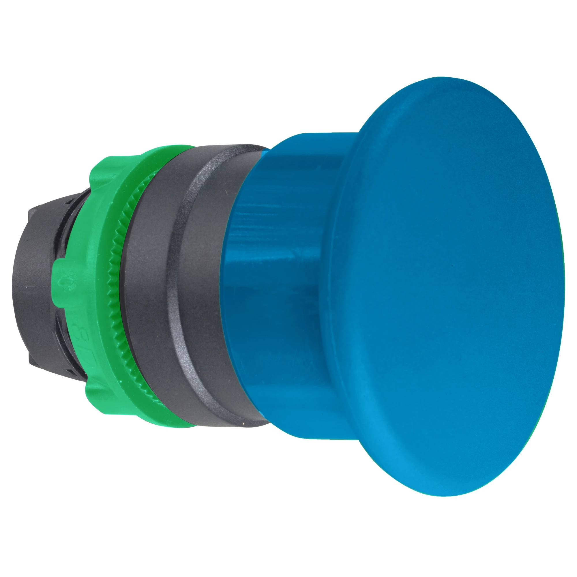 Schneider Electric ZB5AC6 Mushroom Pushbutton, Front Element, Harmony XB5, Plastic, 22mm, blue, Mushroom 40mm, blank, momentary (img_001)