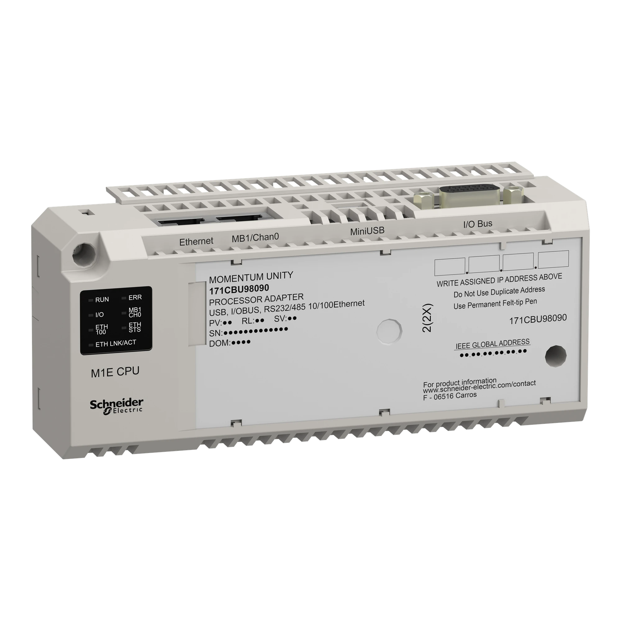 Schneider Electric 171CBU98090 Unity M1E Processor, RS232/485, Ethernet, USB, I/O Bus (img_001) Schneider Electric 171CBU98090 Unity M1E Processor, RS232/485, Ethernet, USB, I/O Bus (img_001)