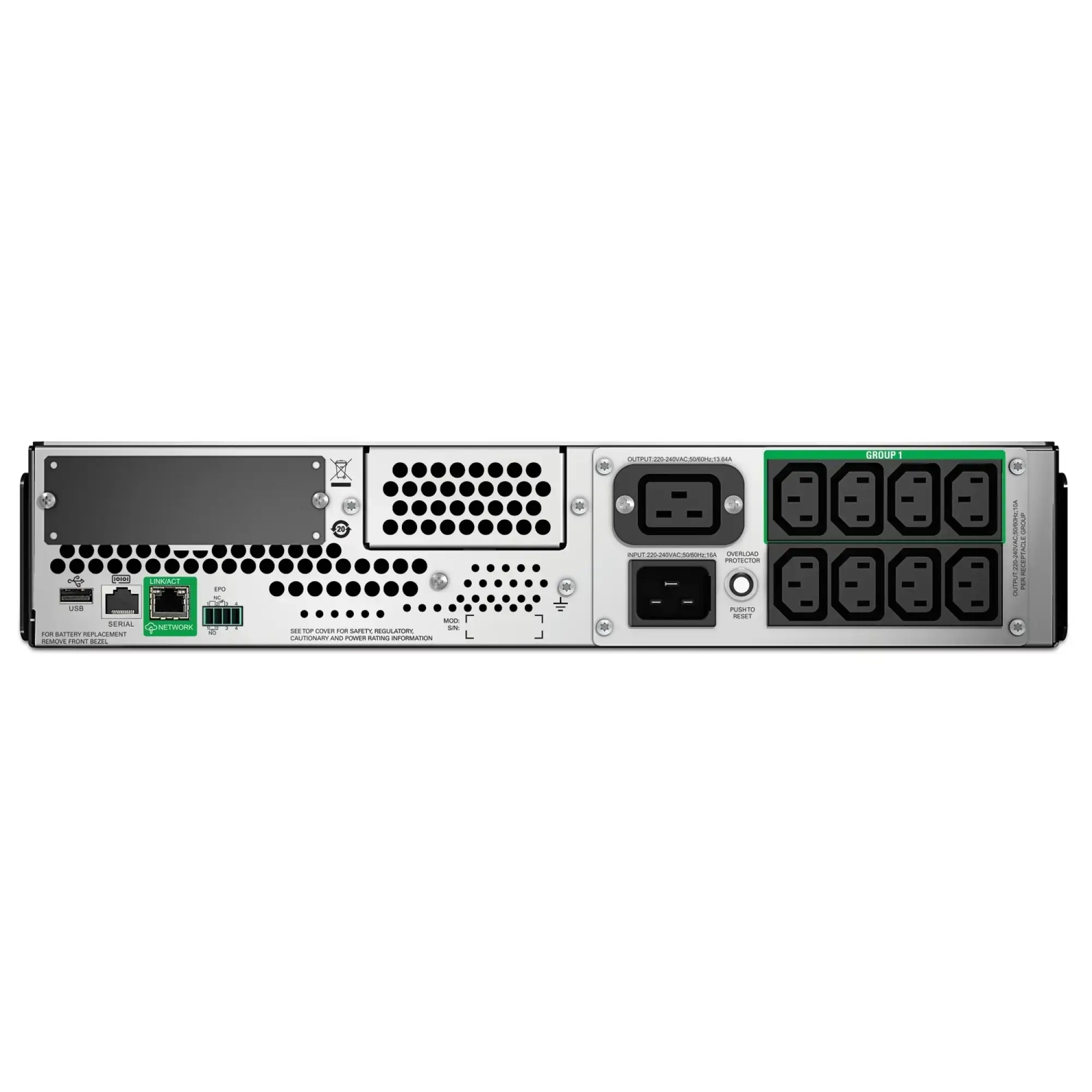 APC SMT2200RMI2UC APC Smart-UPS, Line Interactive, 2200VA, Rackmontage 2HE, 230V, 8 IEC C13 und 2 IEC C19-Stecker, SmartConnect Port+SmartSlot, AVR, LCD (img_003)