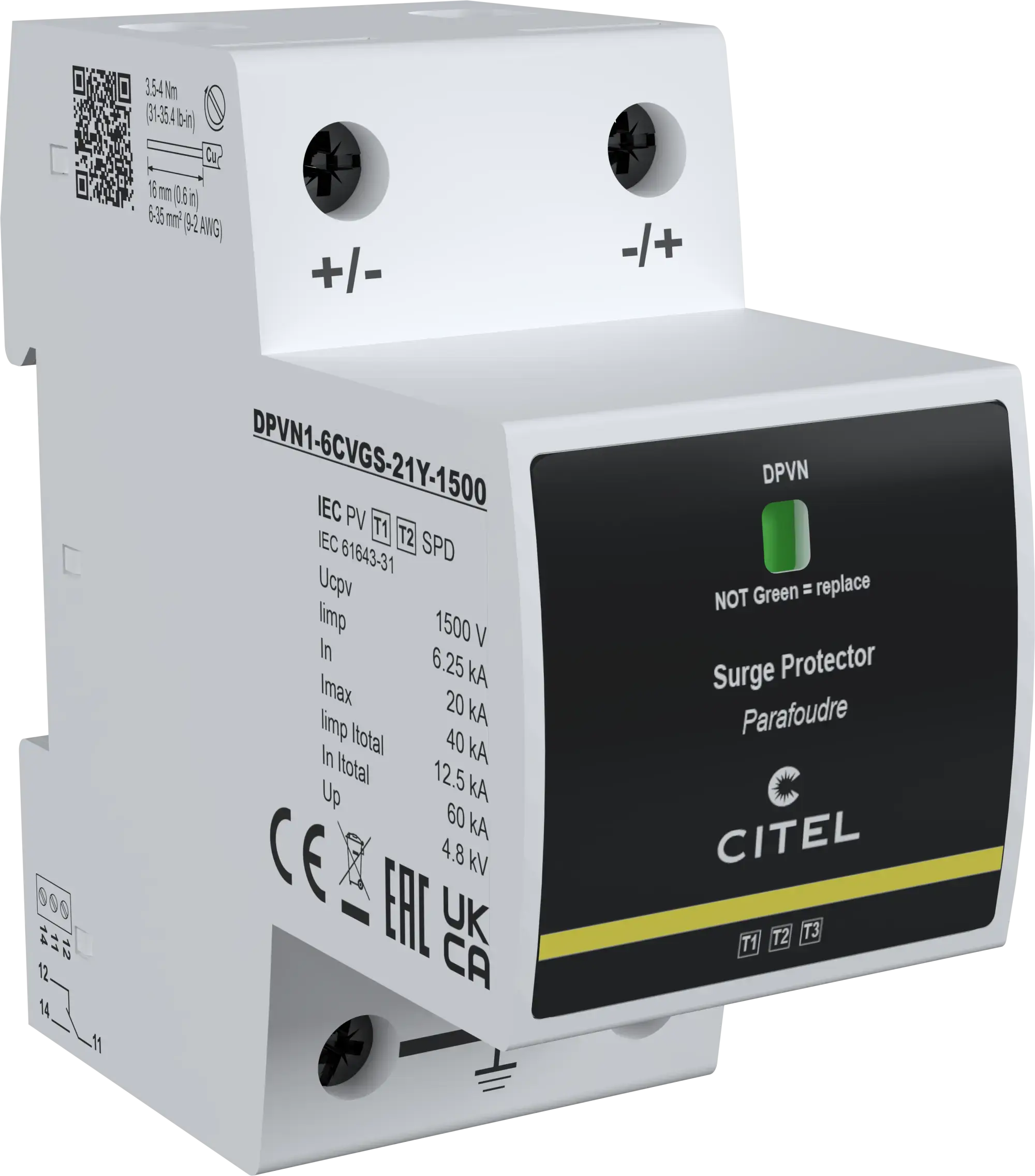 Citel 65221103 Kombi-Ableiter 2-polig Typ 1+2+3 für DC-Anwendungen bis 1500 VDC, VG-Technology (img_001)