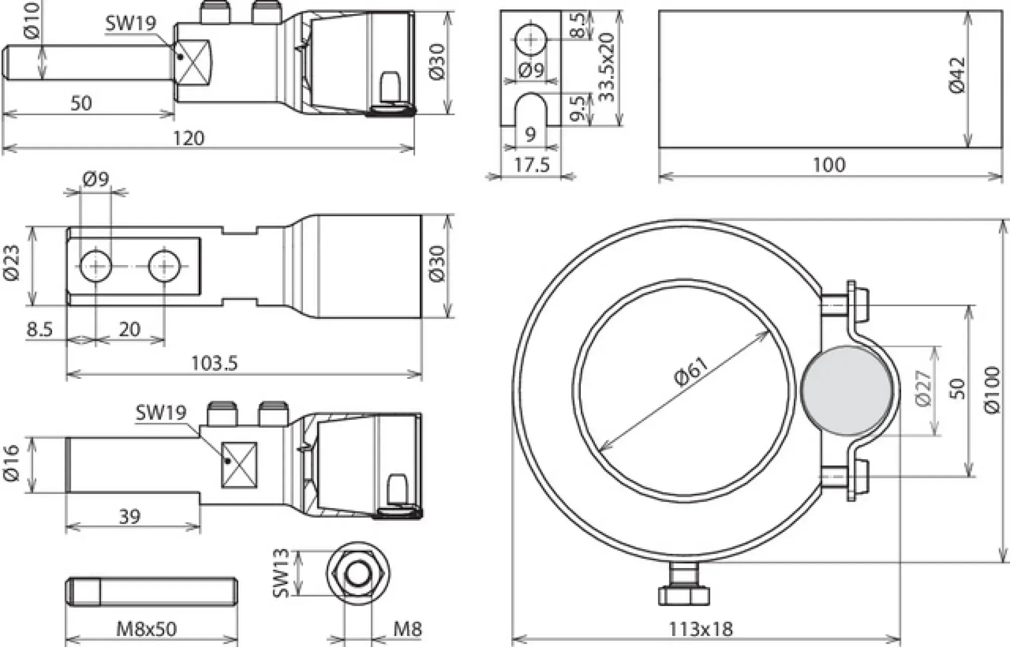 Dehn 819149 Connection kit with mounting material f. HVI power long Conductor D 27mm black (img_002)