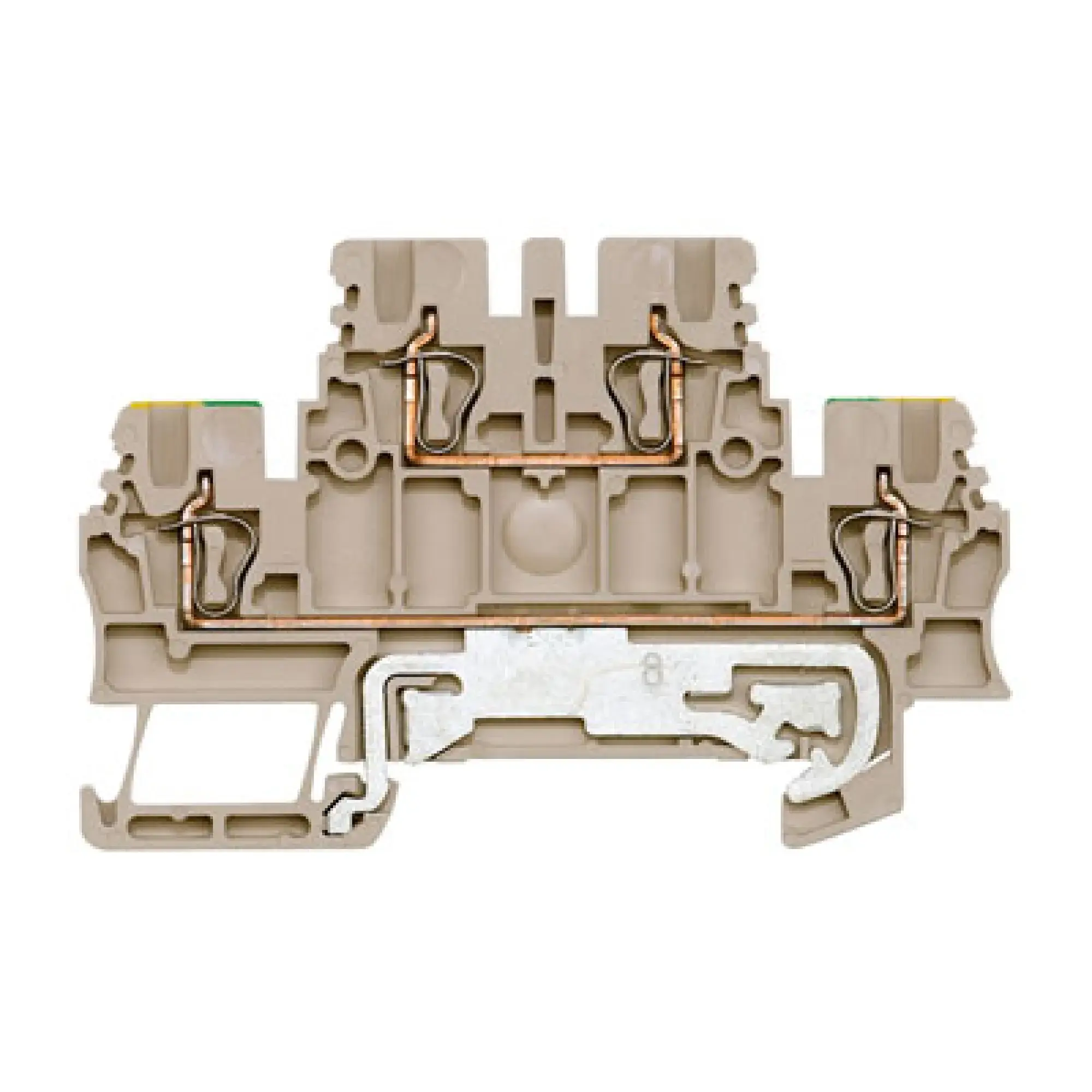 Weidmüller 1791120000 Multi-tier PE terminal, Tension-clamp connection, dark beige, 1.5 mm², 500 V, Number of connections: 4, Number of levels: 2, TS 35, V-0, Wemid (img_001) Weidmüller 1791120000 Multi-tier PE terminal, Tension-clamp connection, dark beige, 1.5 mm², 500 V, Number of connections: 4, Number of levels: 2, TS 35, V-0, Wemid (img_001)