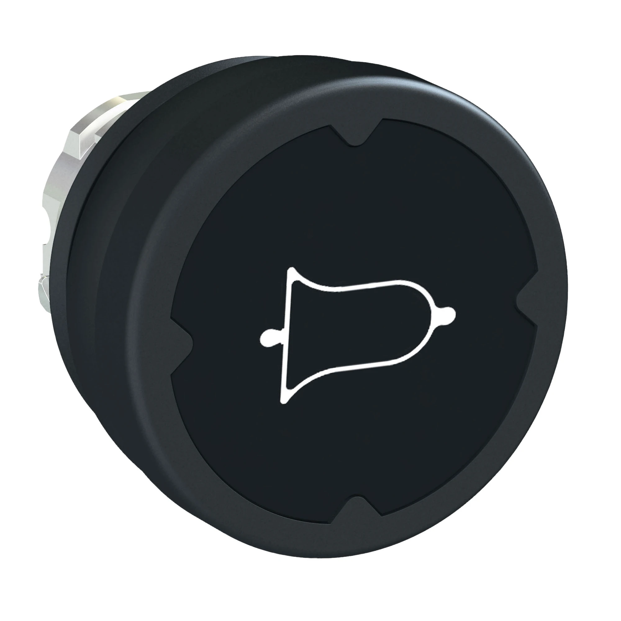 Schneider Electric ZB4BC28001RA Push button, front element, Harmony XB4, metal, 22mm, black, labeled bell, rotated, momentary, sealing grommet (img_001) Schneider Electric ZB4BC28001RA Push button, front element, Harmony XB4, metal, 22mm, black, labeled bell, rotated, momentary, sealing grommet (img_001)