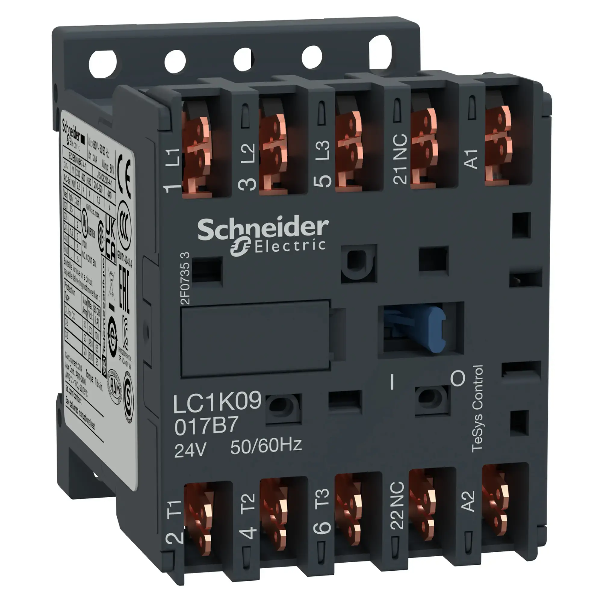 Schneider Electric LC1K09017B7 Power contactor LC1K 3p, +1NC, 4 kW, 9 A, 400 V AC3, coil 24 V AC (img_002)