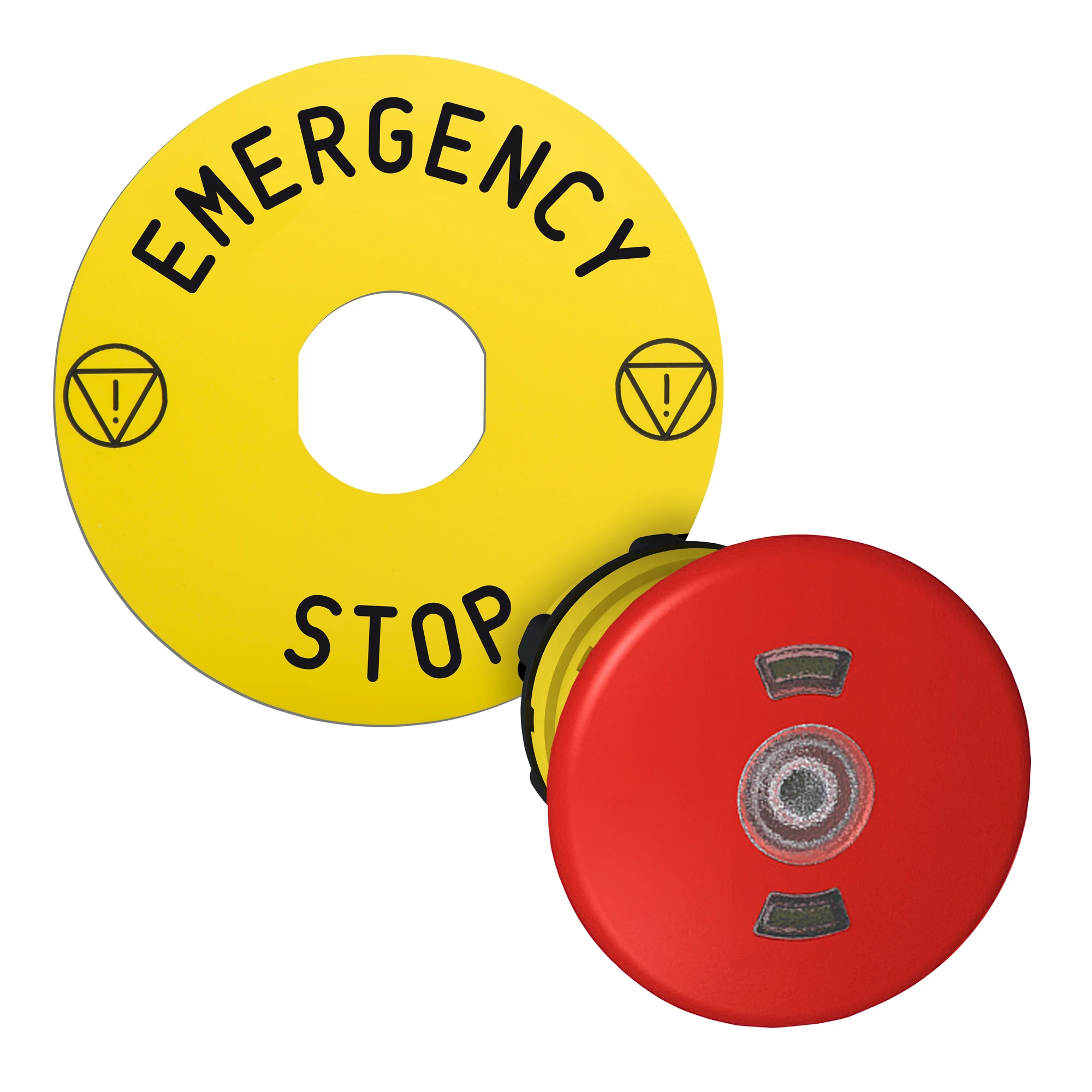 Schneider Electric ZB5AT8643M330 Emergency Stop/Emergency Stop Switch, Front Panel, Harmony XB5, Plastic, 22mm, Red, Mushroom 40mm, Status Indicator, Pull Release (img_001)