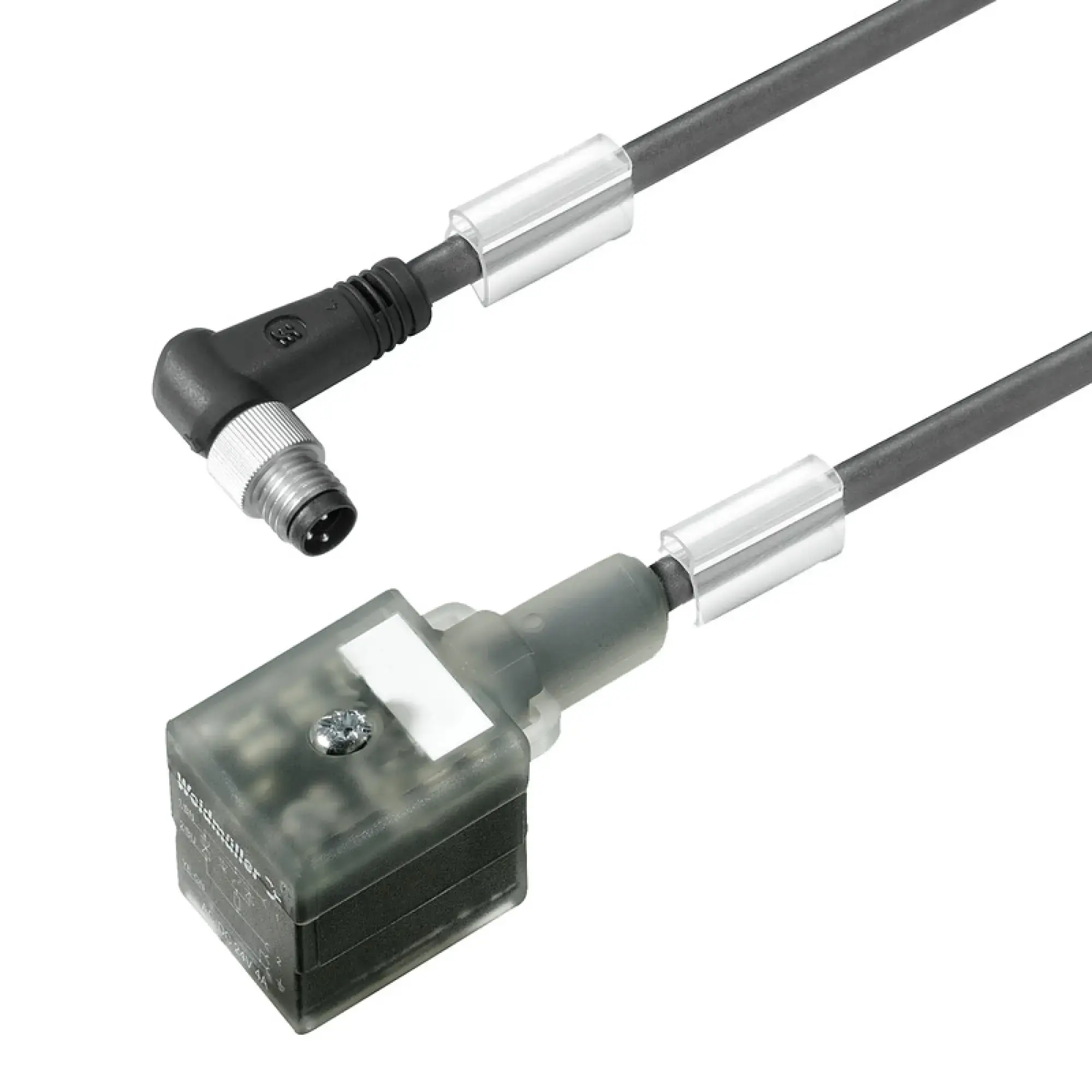 Weidmüller 1026190150 Valve cable (assembled), 90° plug - valve plug, Design A (18 mm), M8 = none, Cable length: 1.5 m, PUR, black (img_001) Weidmüller 1026190150 Valve cable (assembled), 90° plug - valve plug, Design A (18 mm), M8 = none, Cable length: 1.5 m, PUR, black (img_001)