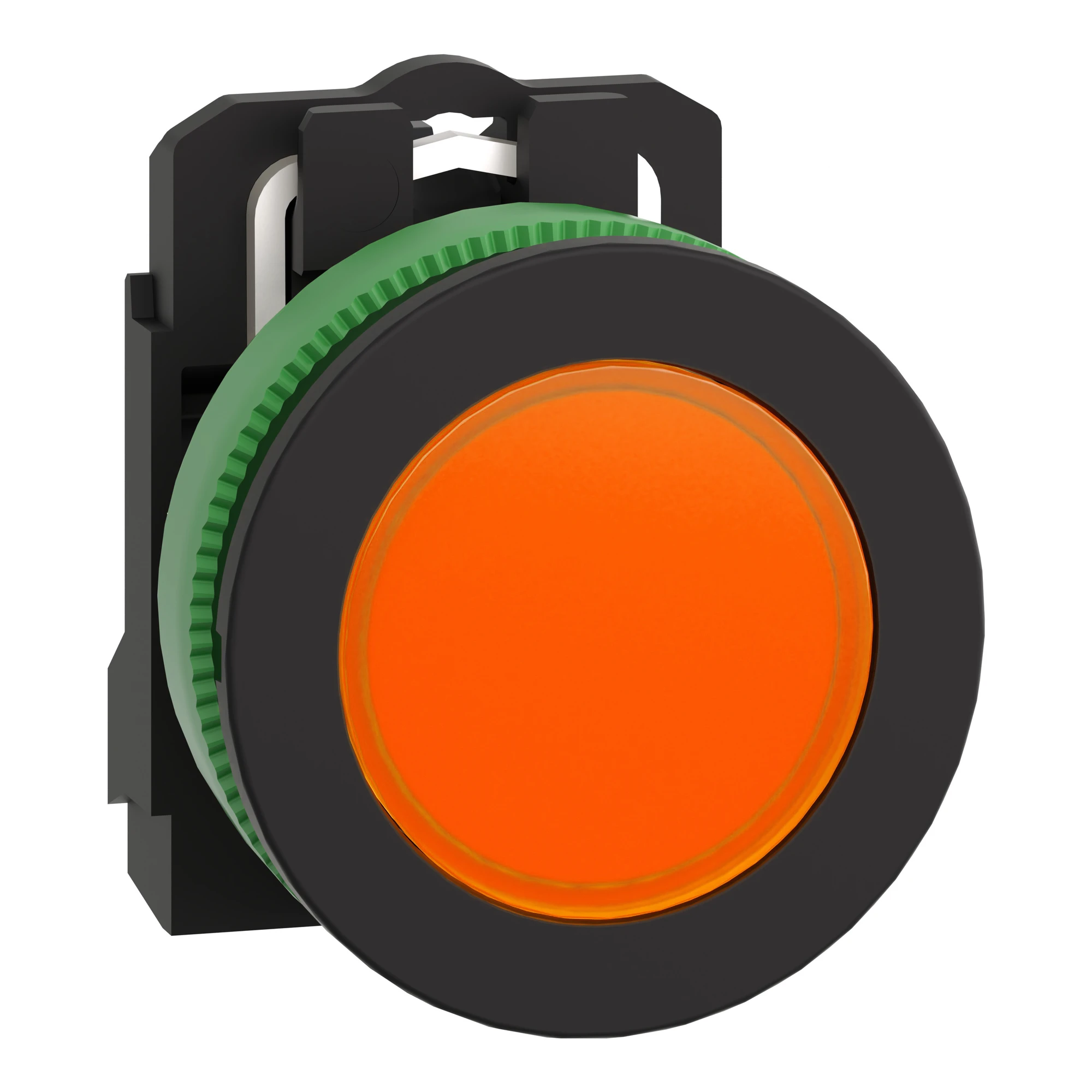 Schneider Electric XB5FVM5 Pilot Light, Harmony XB5F, Plastic, Antimicrobial, Orange, 30mm, Universal LED, Smooth Dome, 230-240V AC (img_001)