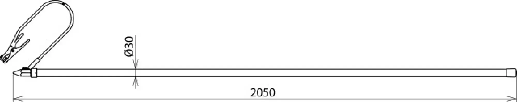Dehn 758003 Discharge device w. contact electrode single-pole L=2000mm w. earth tongs (img_004)