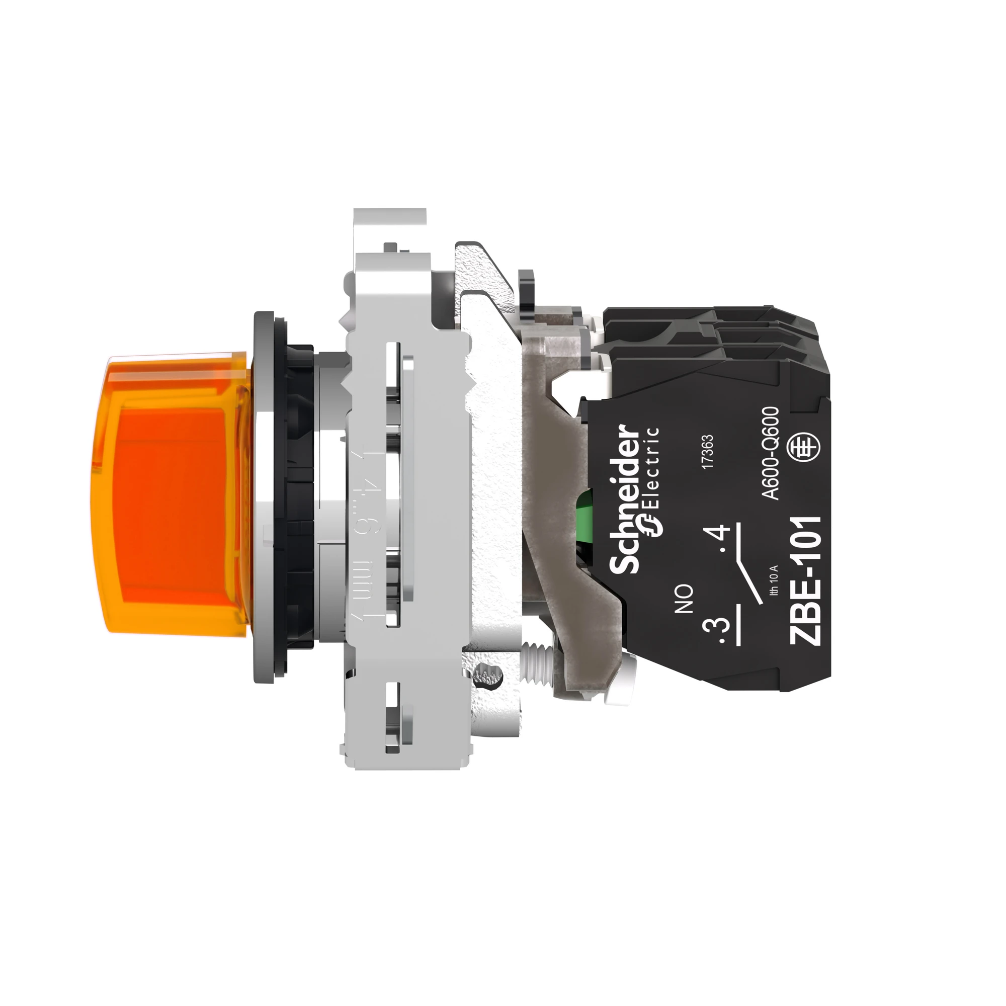 Schneider Electric XB4FK135M5 Illuminated selector switch, Harmony XB4F, Metal, 30mm, orange, universal LED, 3 positions, 1NO+1NC, 230-240V AC (img_007)