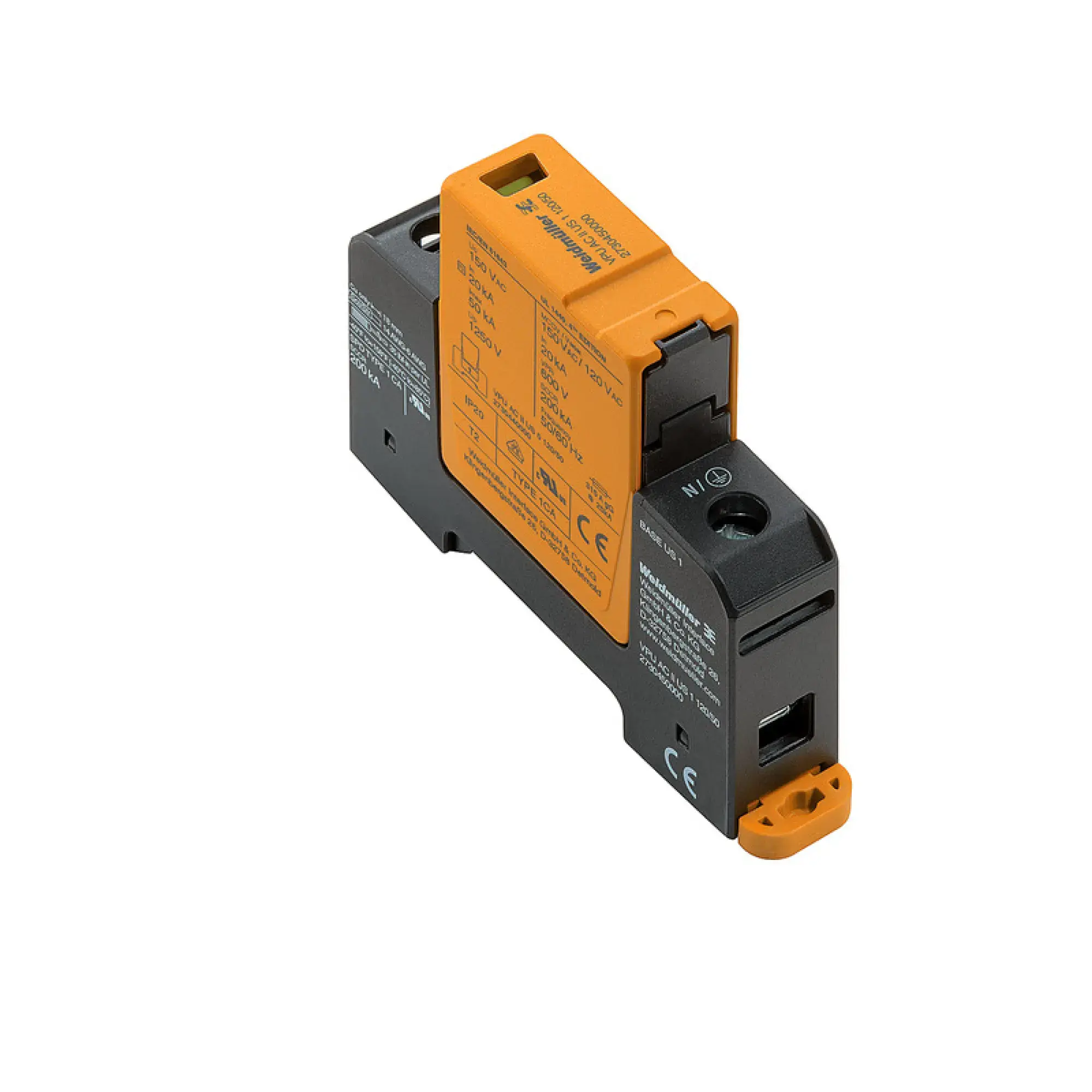 Weidmüller 2730450000 Surge voltage arrester (power supply systems), Surge protection, Type II, Low voltage network: Single-phase, II, AC, 120 V (img_001) Weidmüller 2730450000 Surge voltage arrester (power supply systems), Surge protection, Type II, Low voltage network: Single-phase, II, AC, 120 V (img_001)