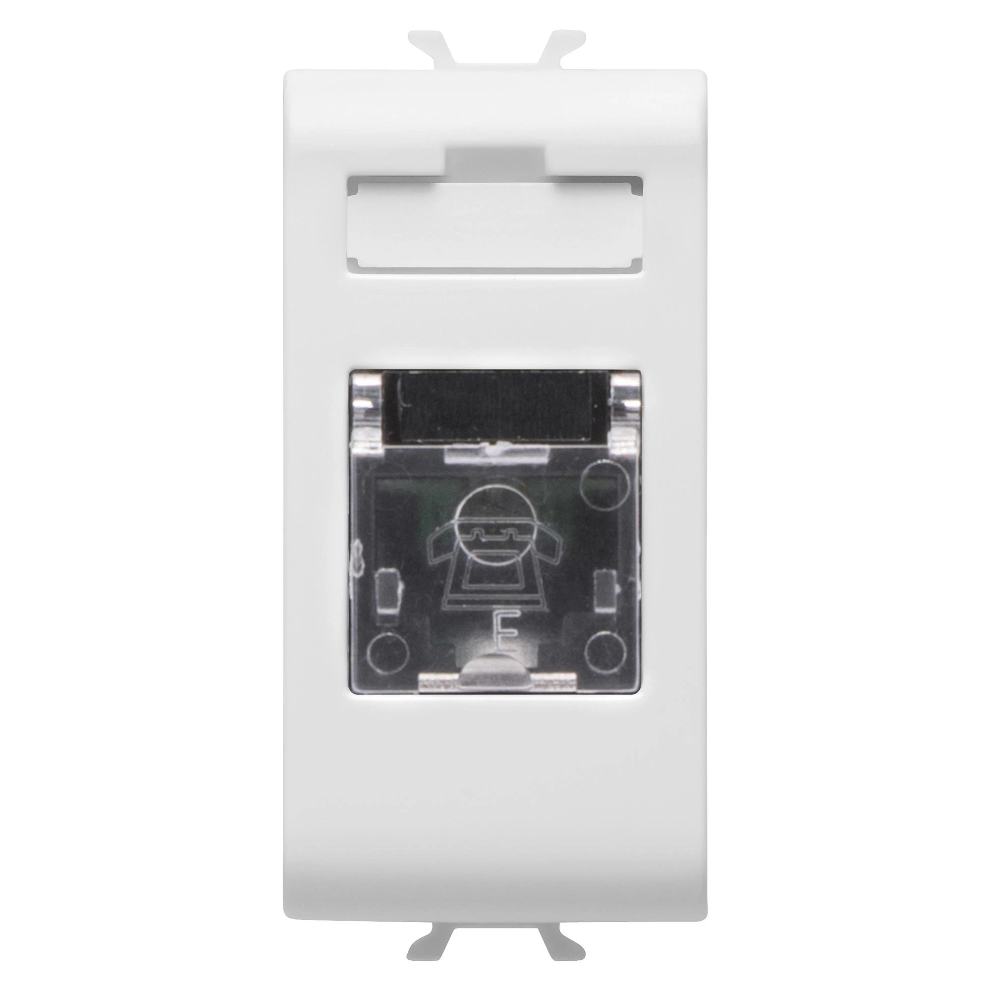 GEWISS GW10401 INTERNATIONAL STANDARD TELEPHONE SOCKET - RJ11 - SCREW-ON TERMINALS - 1 MODULE - GLOSSY WHITE - CHORUSMART (img_001)