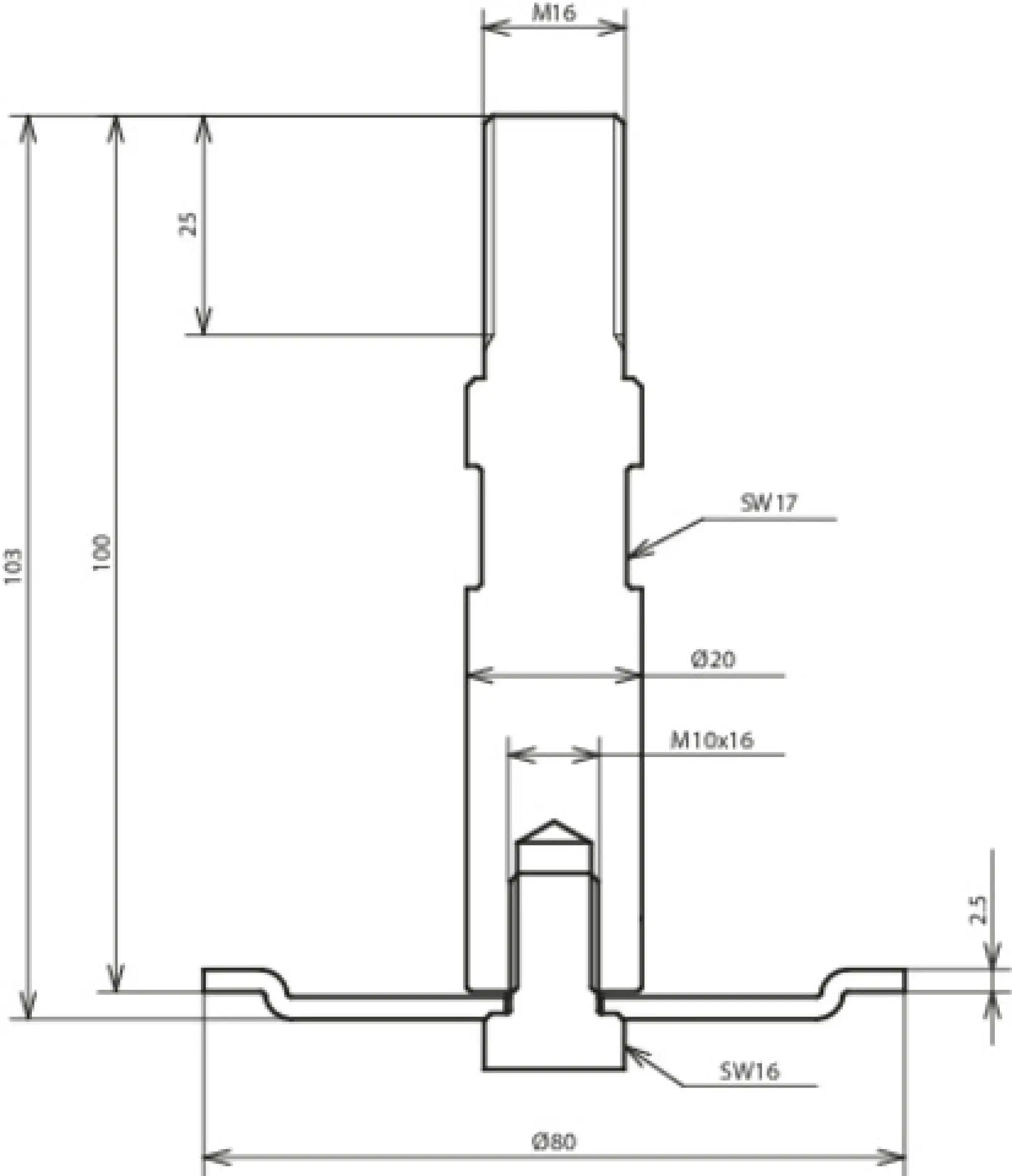 Dehn 621091 Foot with flange plate St/tZn D 80/20mm L 100mm M16 for screwable ER (img_004)