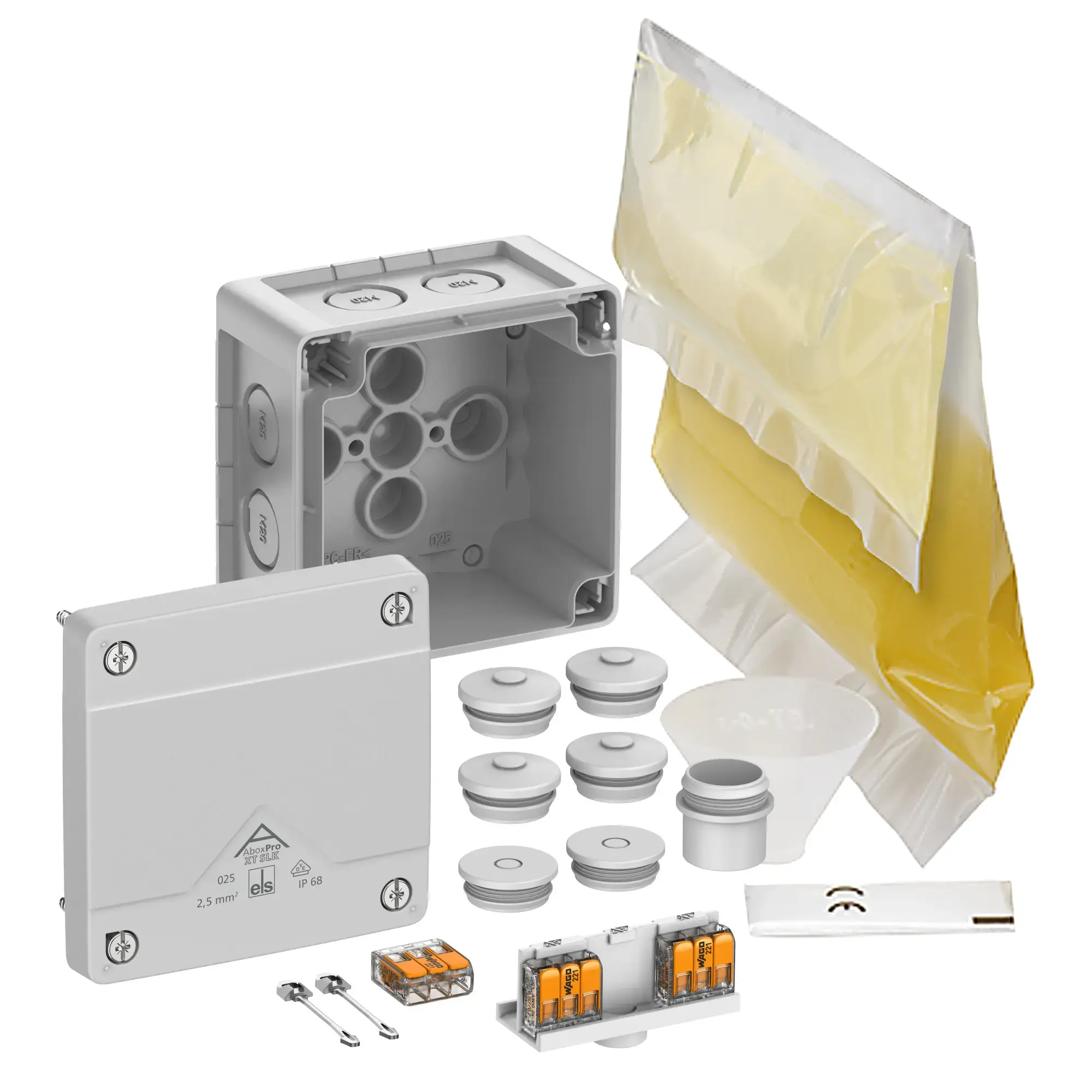 Spelsberg 40246001 Junction box, Type of protection IP68, max. 2,5², Impact strength IK09, Protection class II, Ui 450V AC, Ui 450V DC, VDE, Halogen free (img_001)