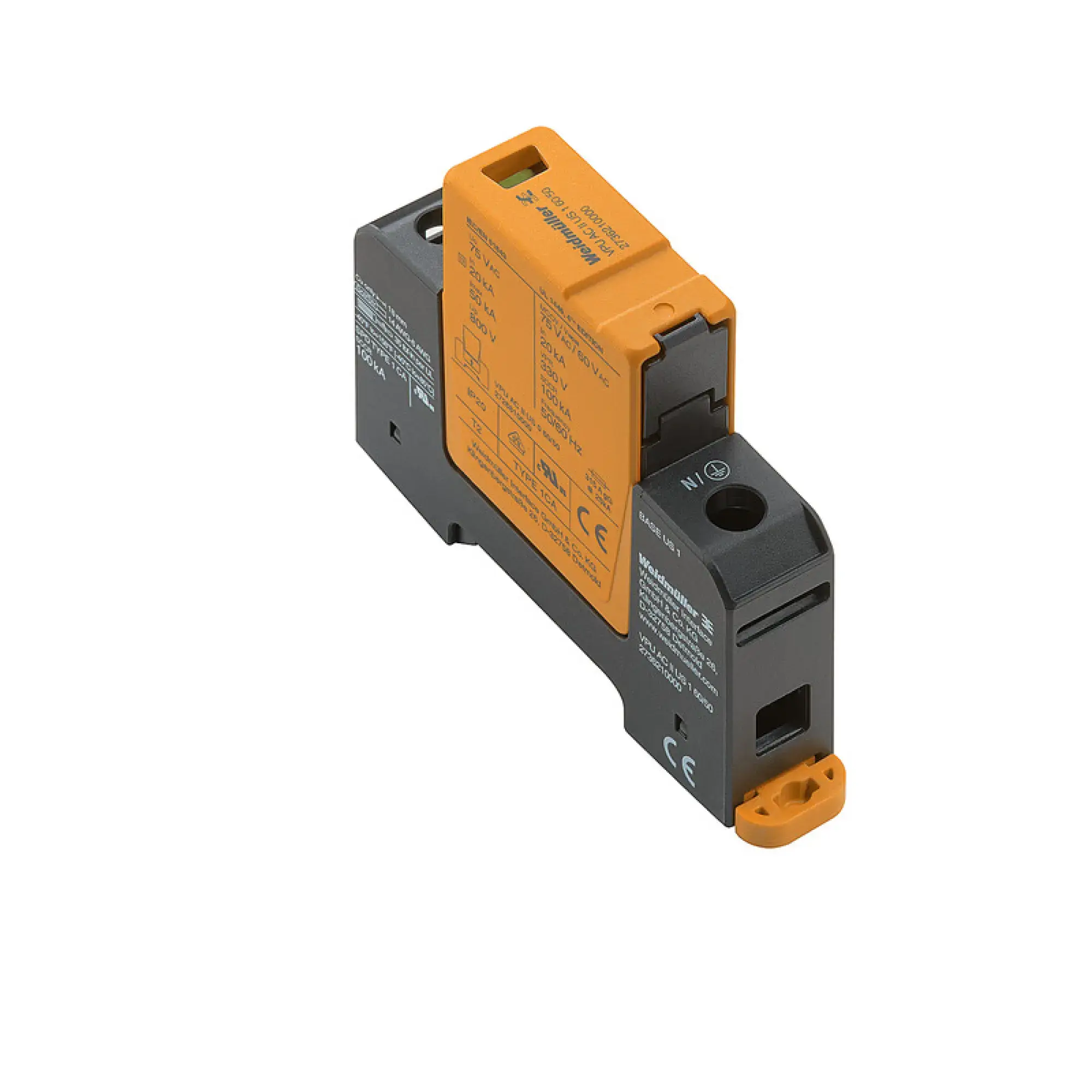 Weidmüller 2736210000 Surge voltage arrester (power supply systems), Surge protection, Type II, Low voltage network: Single-phase, TN, II, AC, 60 V (img_001)
