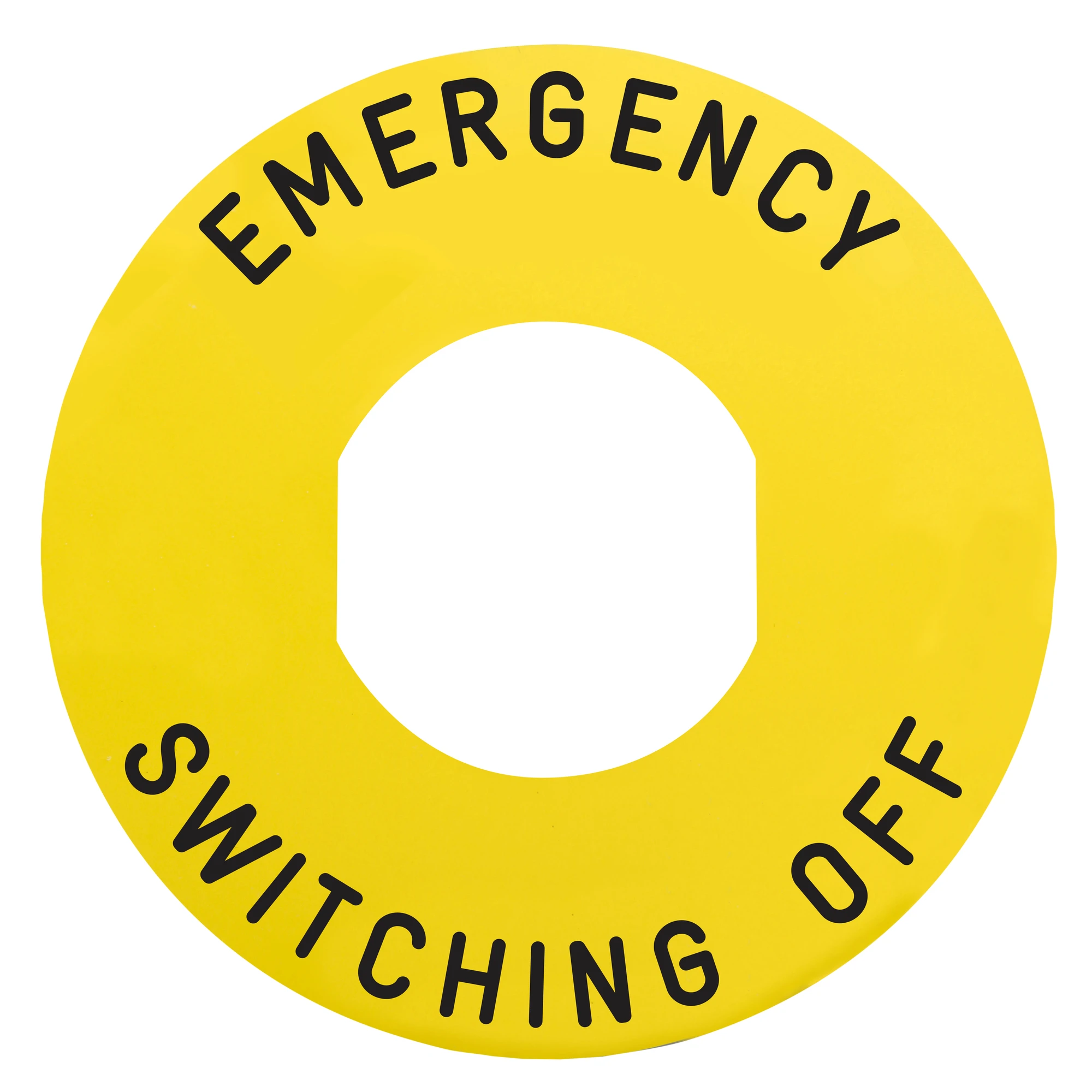 Schneider Electric ZBY9360 Label Ø60 for emergency stop/emergency off push-button, EMERGENCY SWITCHING OFF/Logo ISO13850 (img_001) Schneider Electric ZBY9360 Label Ø60 for emergency stop/emergency off push-button, EMERGENCY SWITCHING OFF/Logo ISO13850 (img_001)