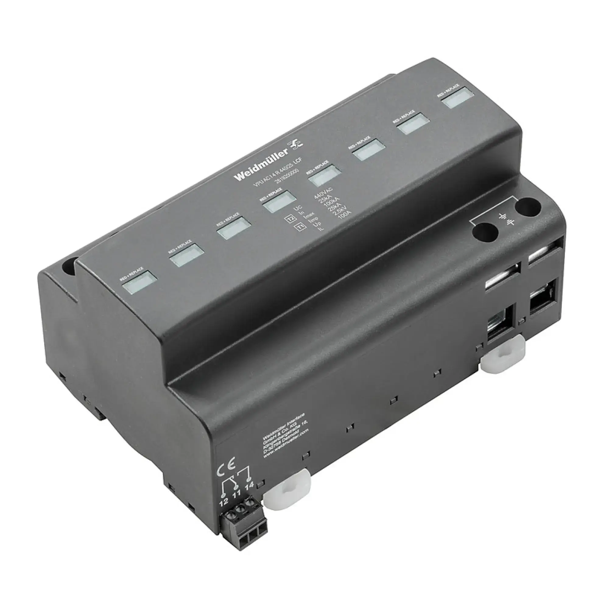Weidmüller 2619200000 Surge voltage arrester (power supply systems), Surge protection, with remote contact, Type I + II, Low voltage network: TN-C-S, TN-S, I, II, IV, AC, (img_001)